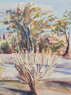 1930's French Barbizon School Landscape With Pampas Grass