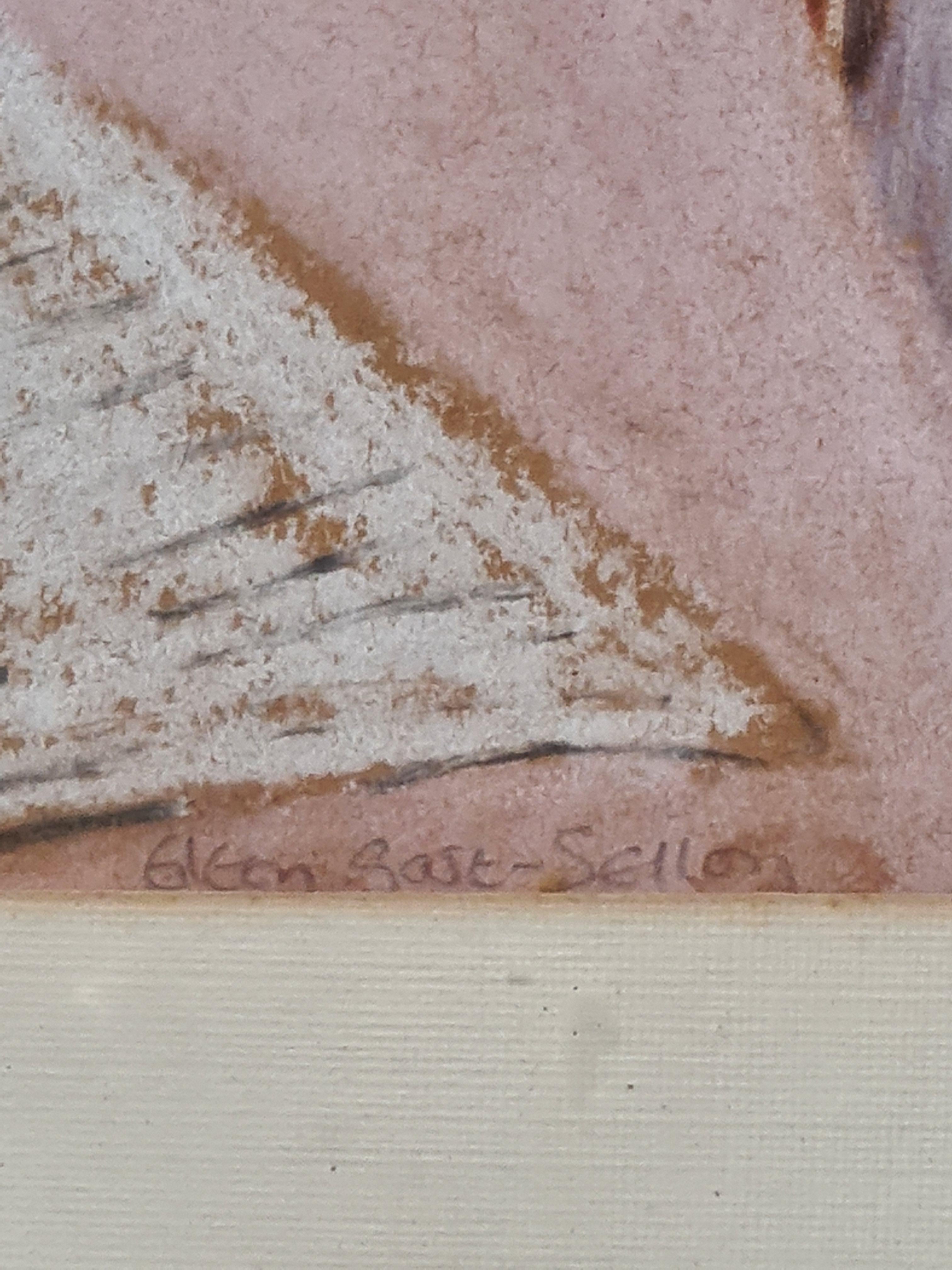 Escena interior en pastel y lápiz de color sobre papel de Eileen Gore Sellon. El cuadro está firmado abajo a la izquierda y atribuido y fechado en el reverso. Presentado en marco de madera dorada con montura bajo cristal.

Una encantadora vista de