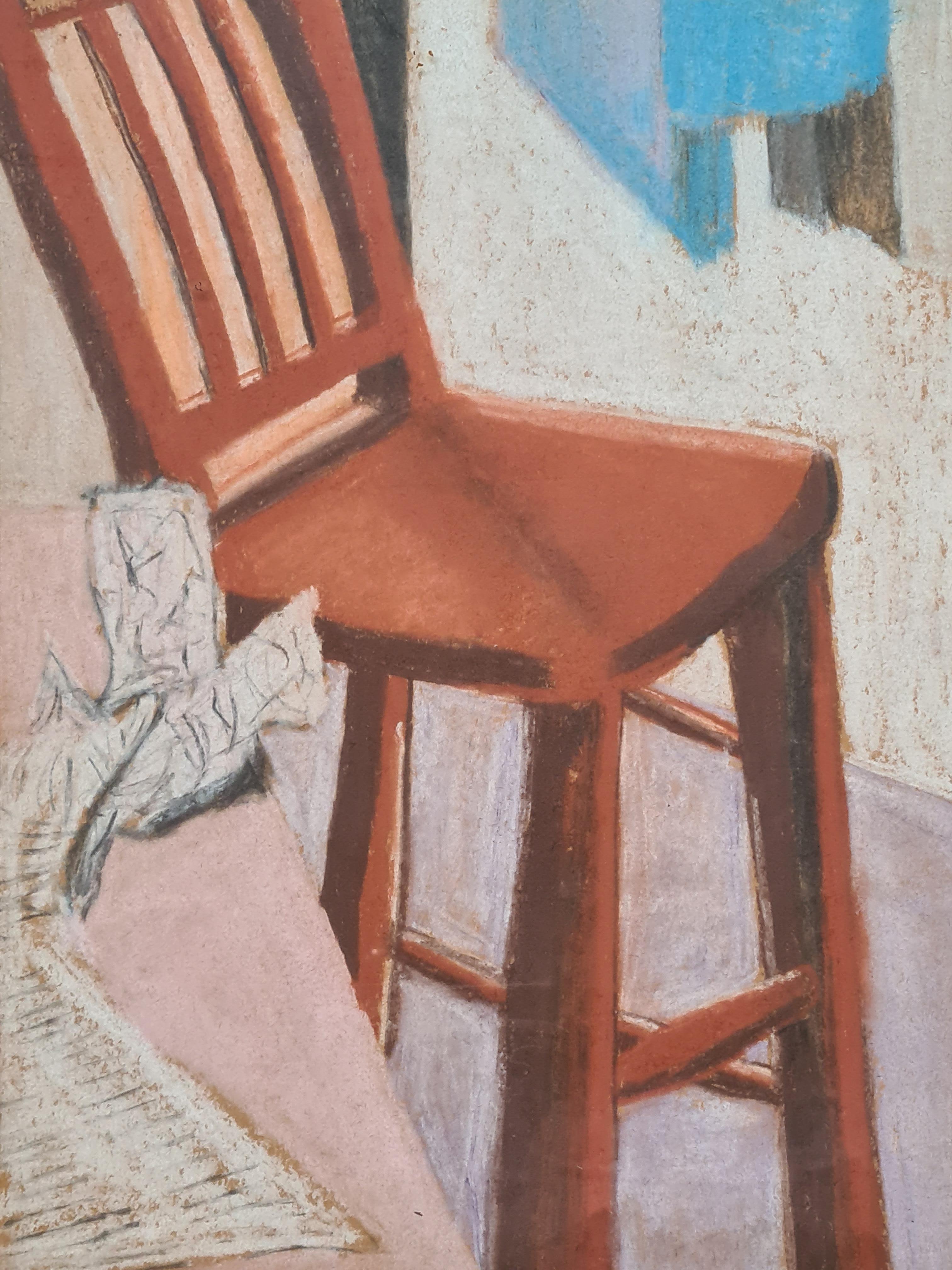 La Silla Roja, Arte Pop, Círculo de David Hockney. Pastel al óleo. en venta 1