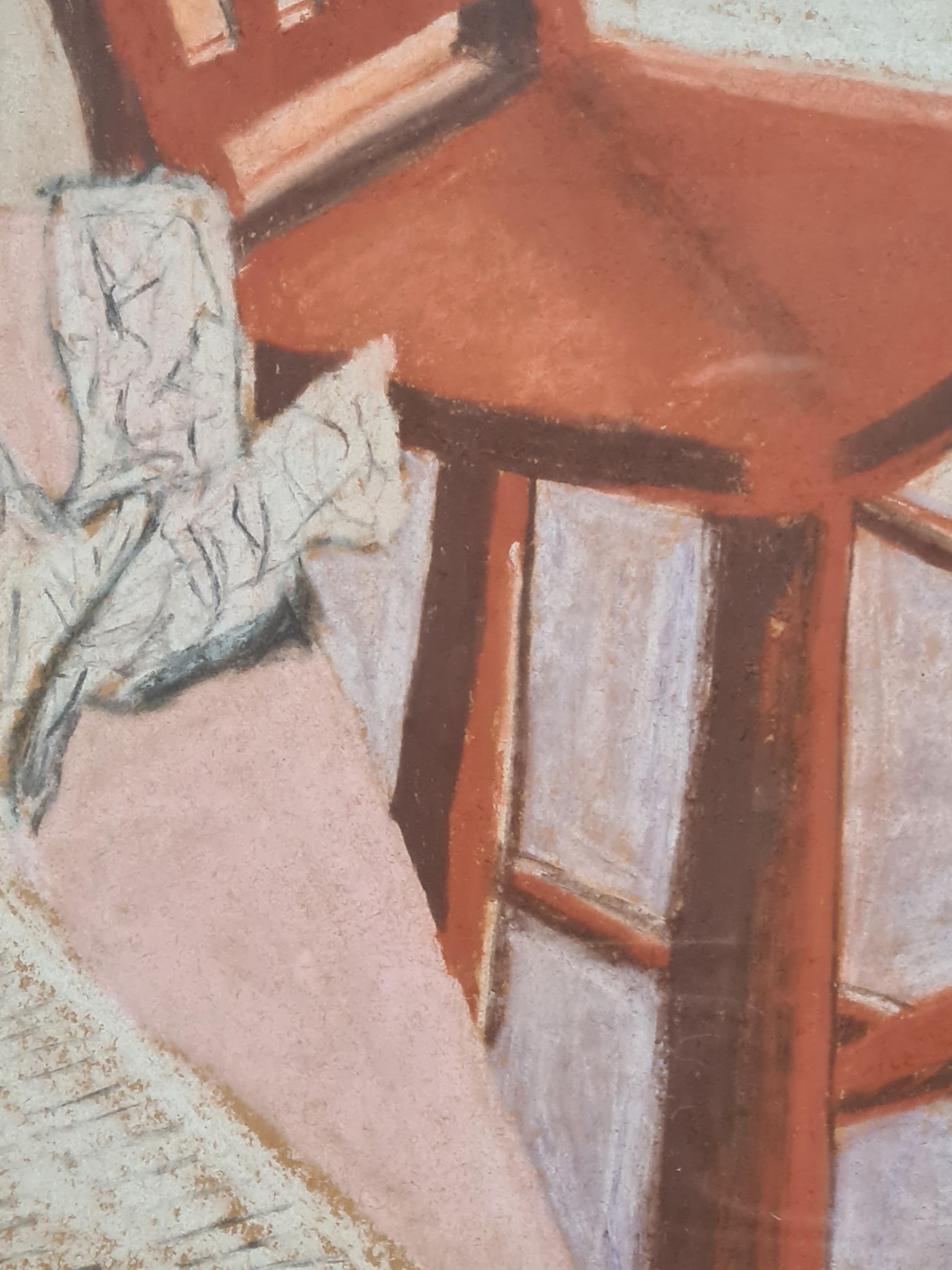 La Silla Roja, Arte Pop, Círculo de David Hockney. Pastel al óleo. en venta 2