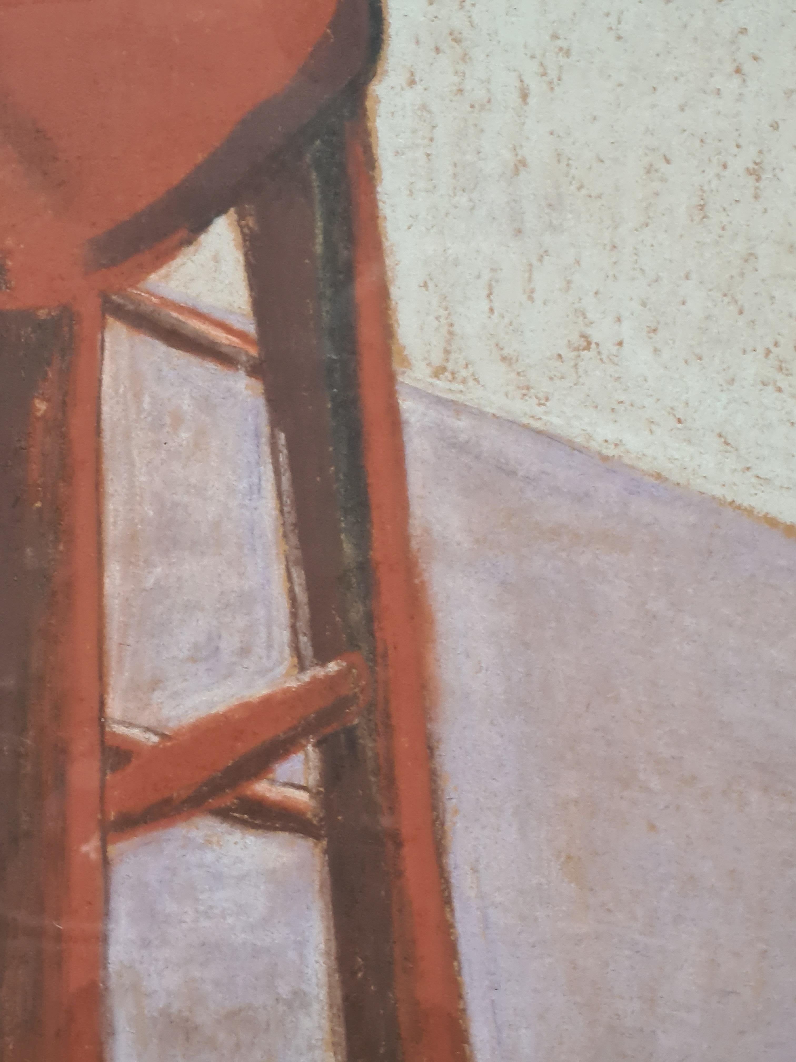 La Silla Roja, Arte Pop, Círculo de David Hockney. Pastel al óleo. en venta 4