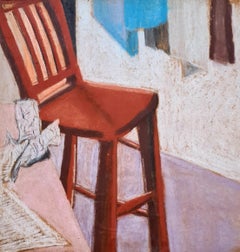 La sedia rossa, Pop Art, Il cerchio di David Hockney. Pastello a olio.