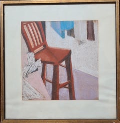 The Red Chair, Pop Art, Circle of David Hockney. Oil Pastel.