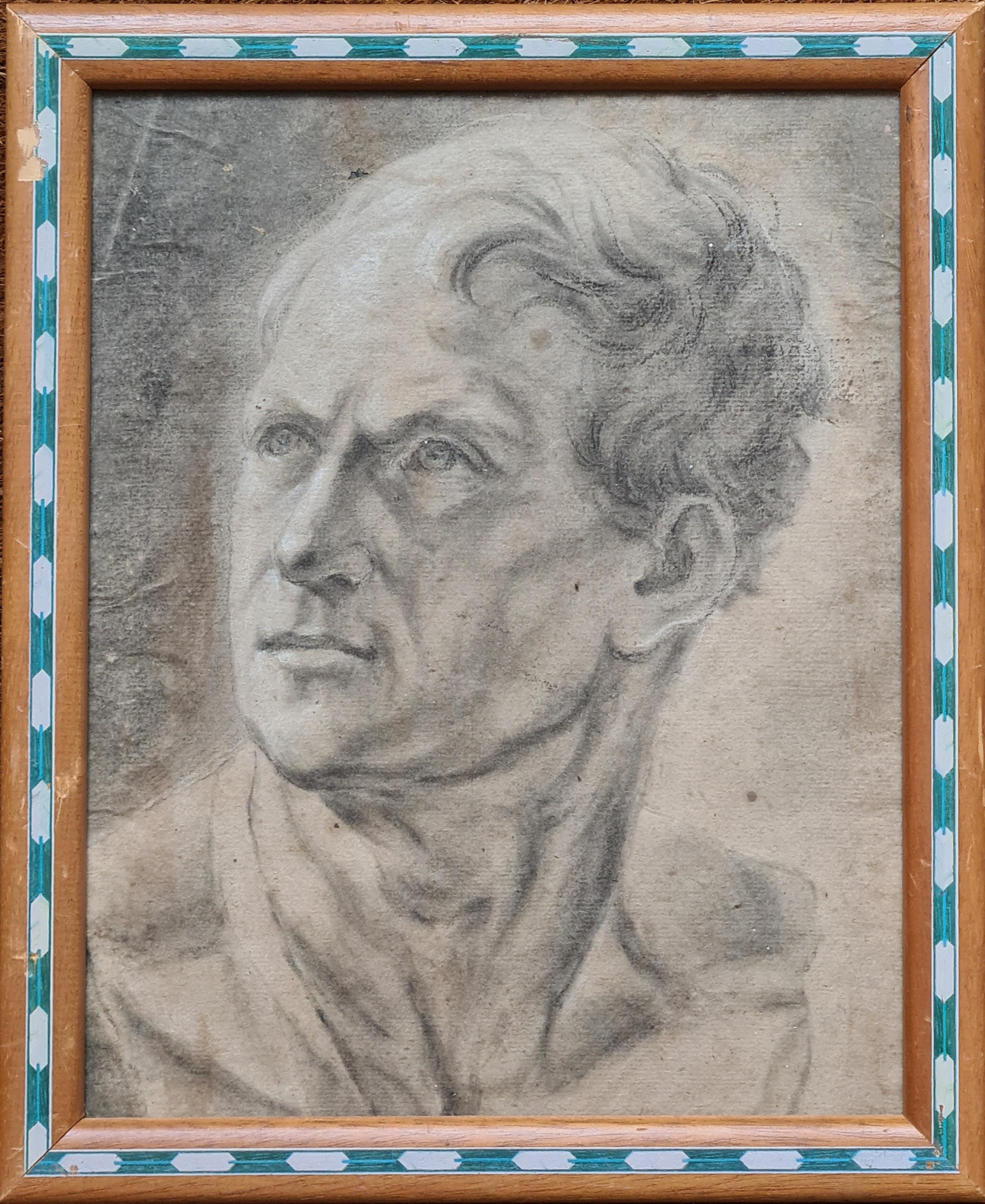 Pastello accademico su carta del XIX secolo Studio di un seguace di Jacques-Louis David