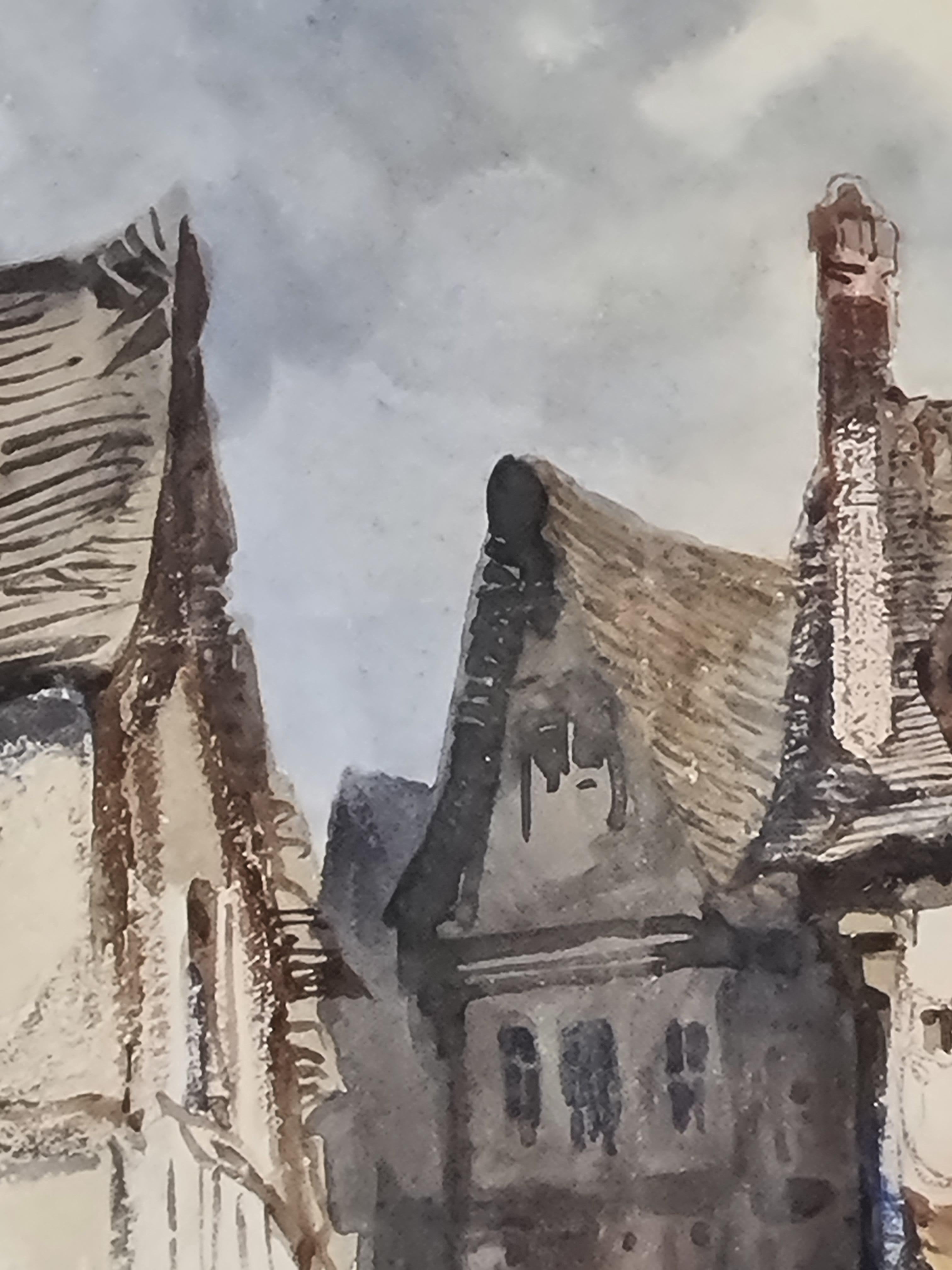 Late 18th Century Watercolour, A Swiss Village, Circle of Claude-Louis Châtelet For Sale 4