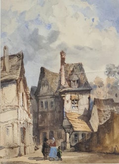 Acquerello della fine del XVIII secolo, Un villaggio svizzero, Cerchio di Louis Claude