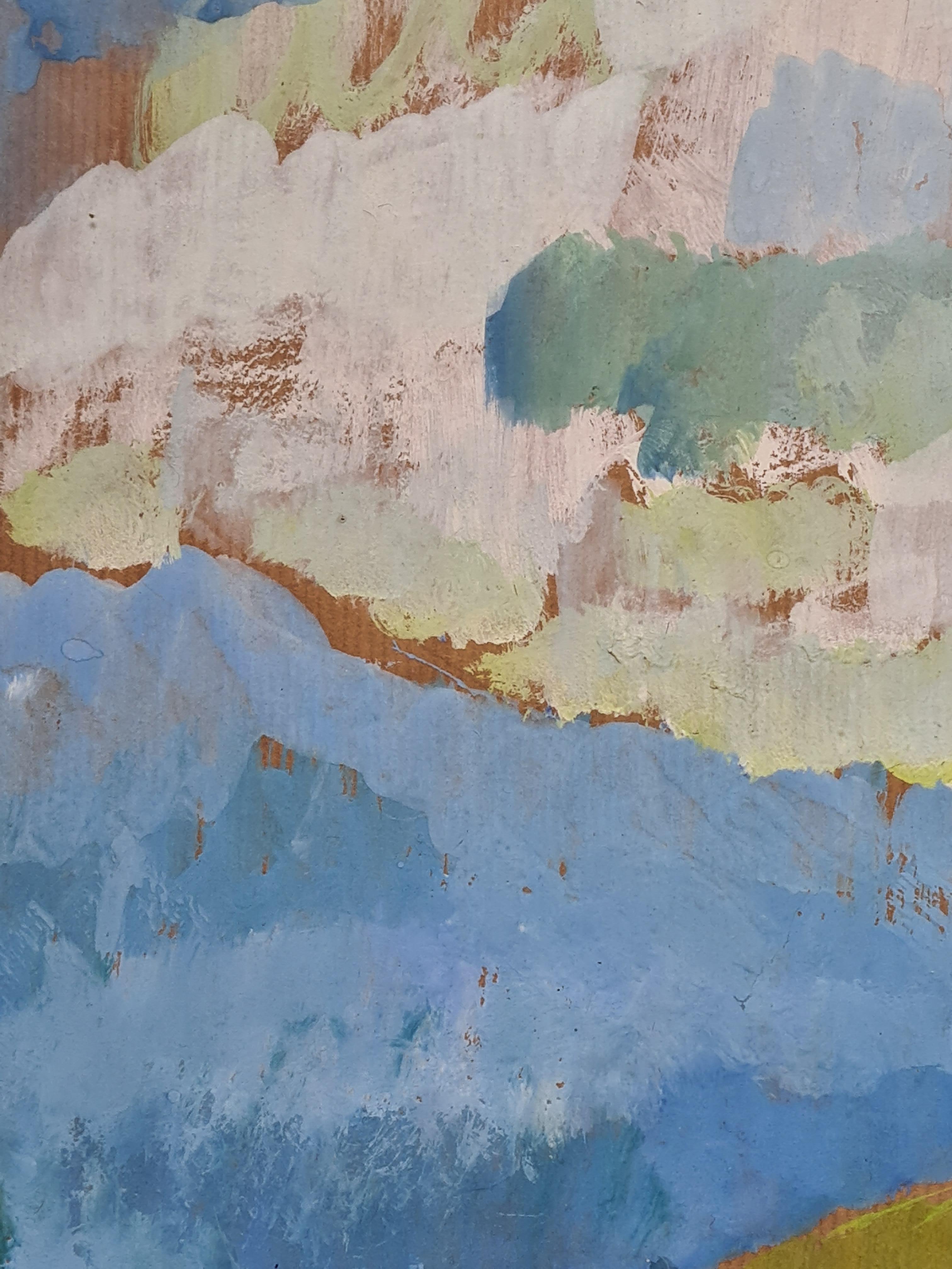 Vista alpina impresionista francesa, Gouache, Árboles en un paisaje fauvista en venta 1