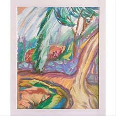 'Le Petit Chemin'. Contemporary Fauvist Pastel of a Provençal Landscape.