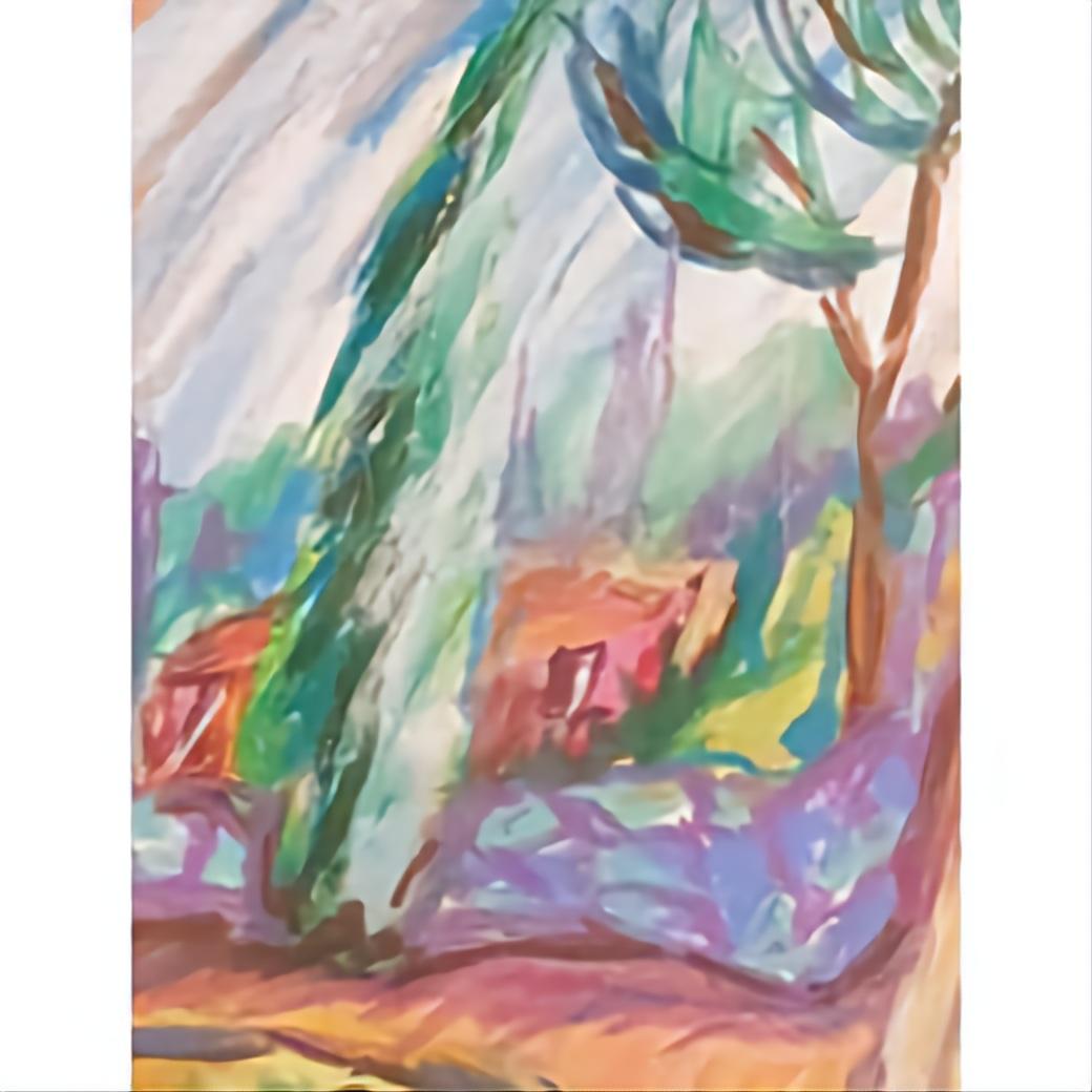 'Le Petit Chemin'. Contemporary Fauvist Pastel of a Provençal Landscape. - Gray Landscape Art by Bernadette van Baarsen 