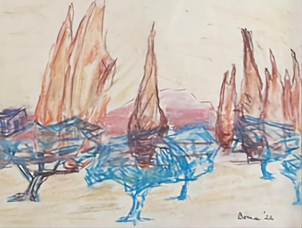 Saint Jean No.5" Zeitgenössisches fauvistisches Pastell.