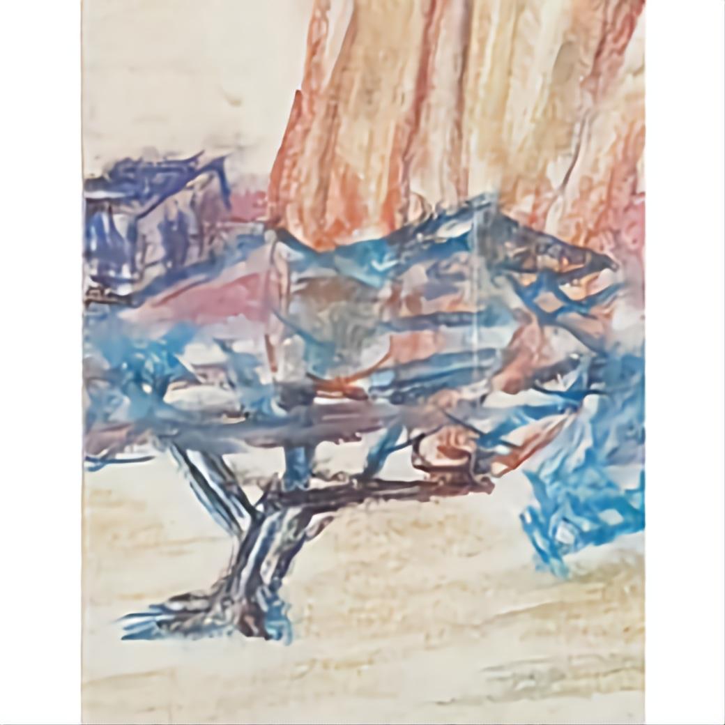 Dibujo expresionista abstracto contemporáneo al pastel de un paisaje provenzal de la artista holandesa Bernadette Van Baarsen. Firmado y fechado en la parte inferior derecha y presentado en un marco negro hecho a medida y acristalado por ambos