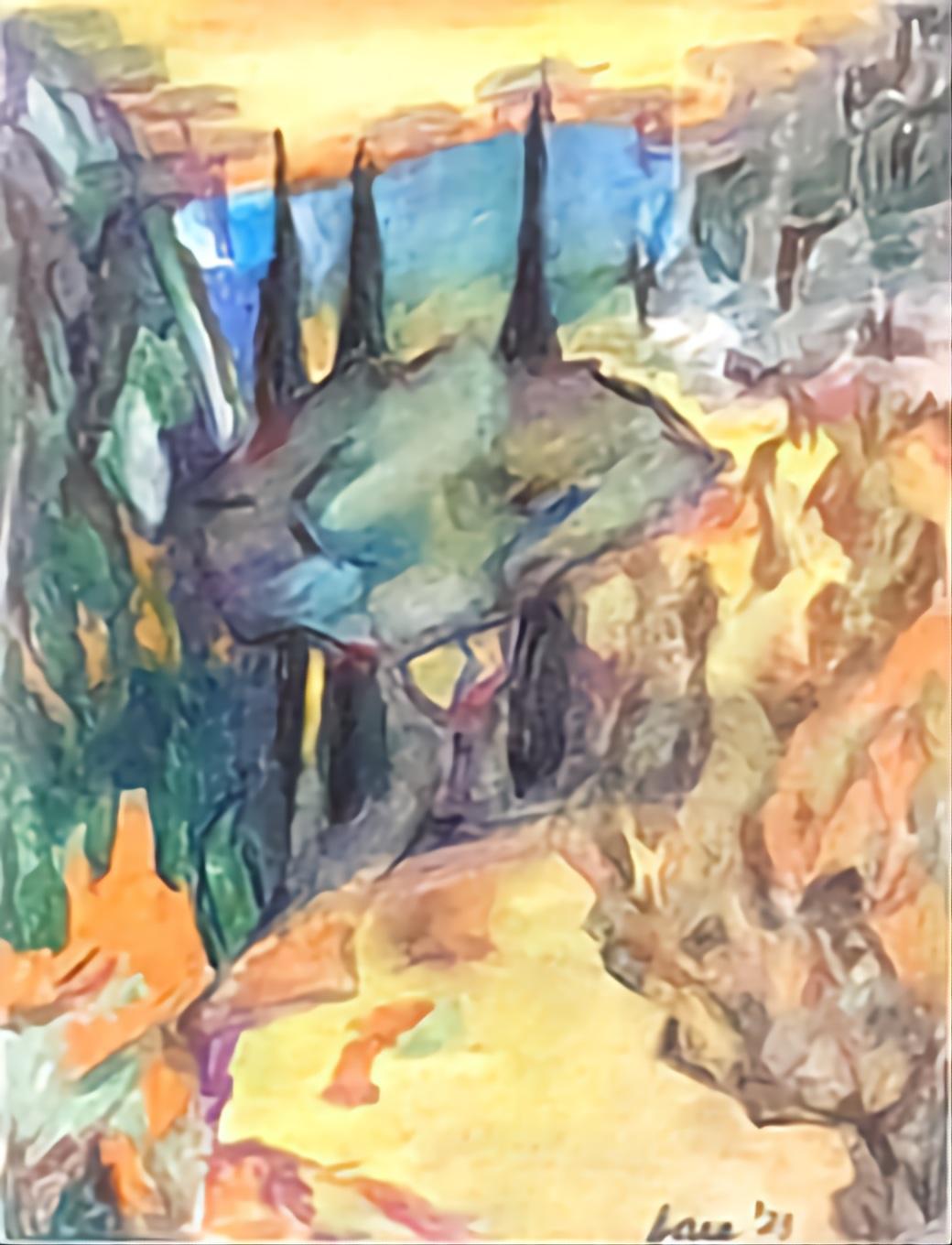 Bernadette van Baarsen  Abstract Drawing – 'Cancan a'. Contemporary Fauvist Pastell. Provence.