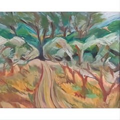 Le Chemin Privé b'. Paisaje al pastel fauvista contemporáneo.