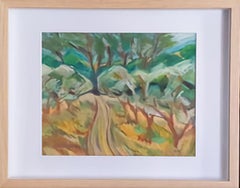 Le Chemin Privé b'. Paisaje al pastel fauvista contemporáneo.