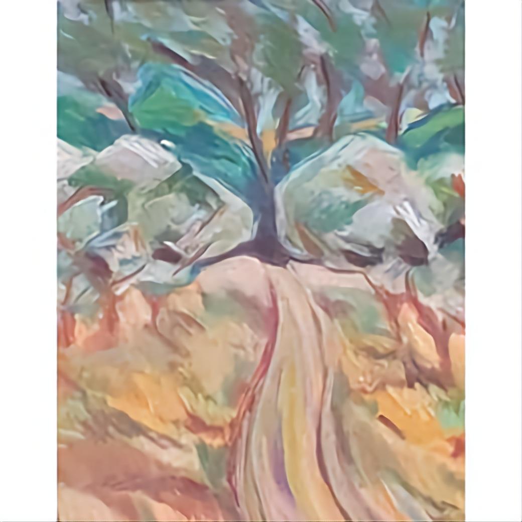 Pastello astratto espressionista contemporaneo di un paesaggio provenzale 
