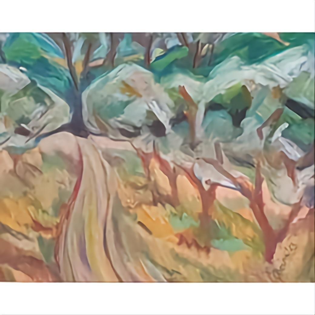 Le Chemin Privé b'. Paesaggio contemporaneo a pastello fauvista. in vendita 1