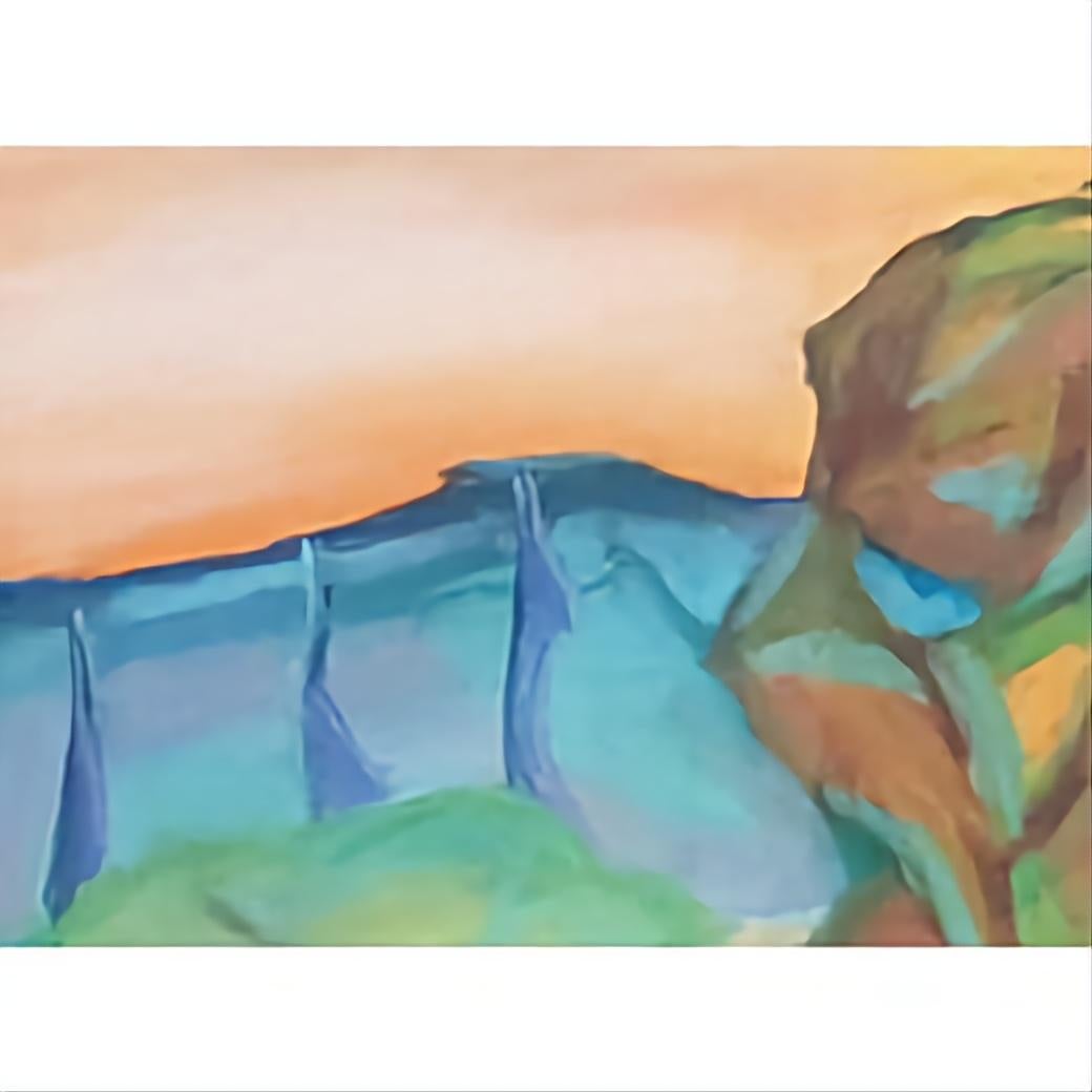 I. A. B. Paysage contemporain au pastel fauve. en vente 1