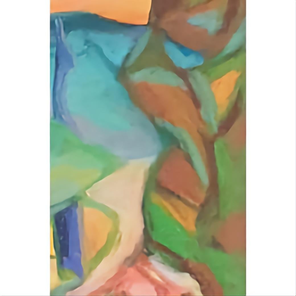 I. A. B. Paysage contemporain au pastel fauve. en vente 2
