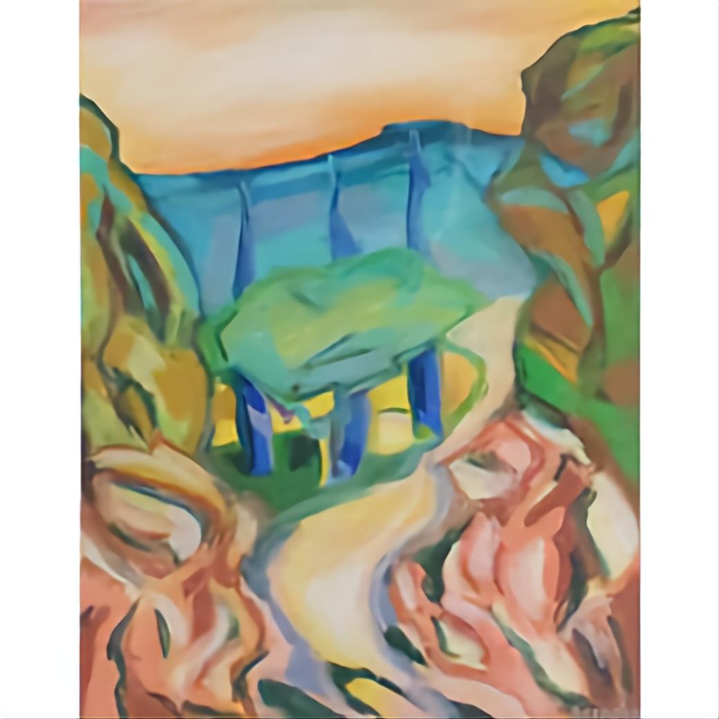 I. A. B. Paysage contemporain au pastel fauve. en vente 3