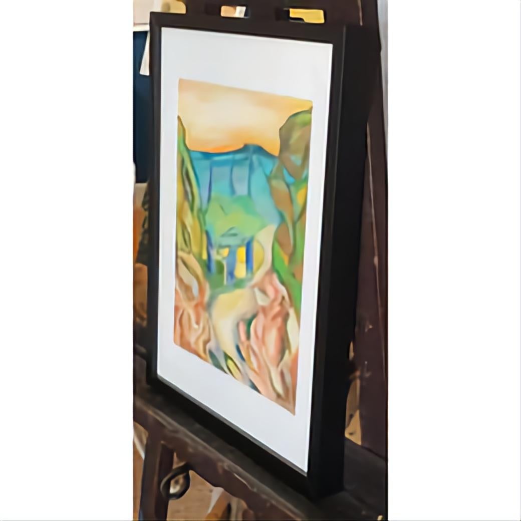 I. A. B. Paysage contemporain au pastel fauve. en vente 5