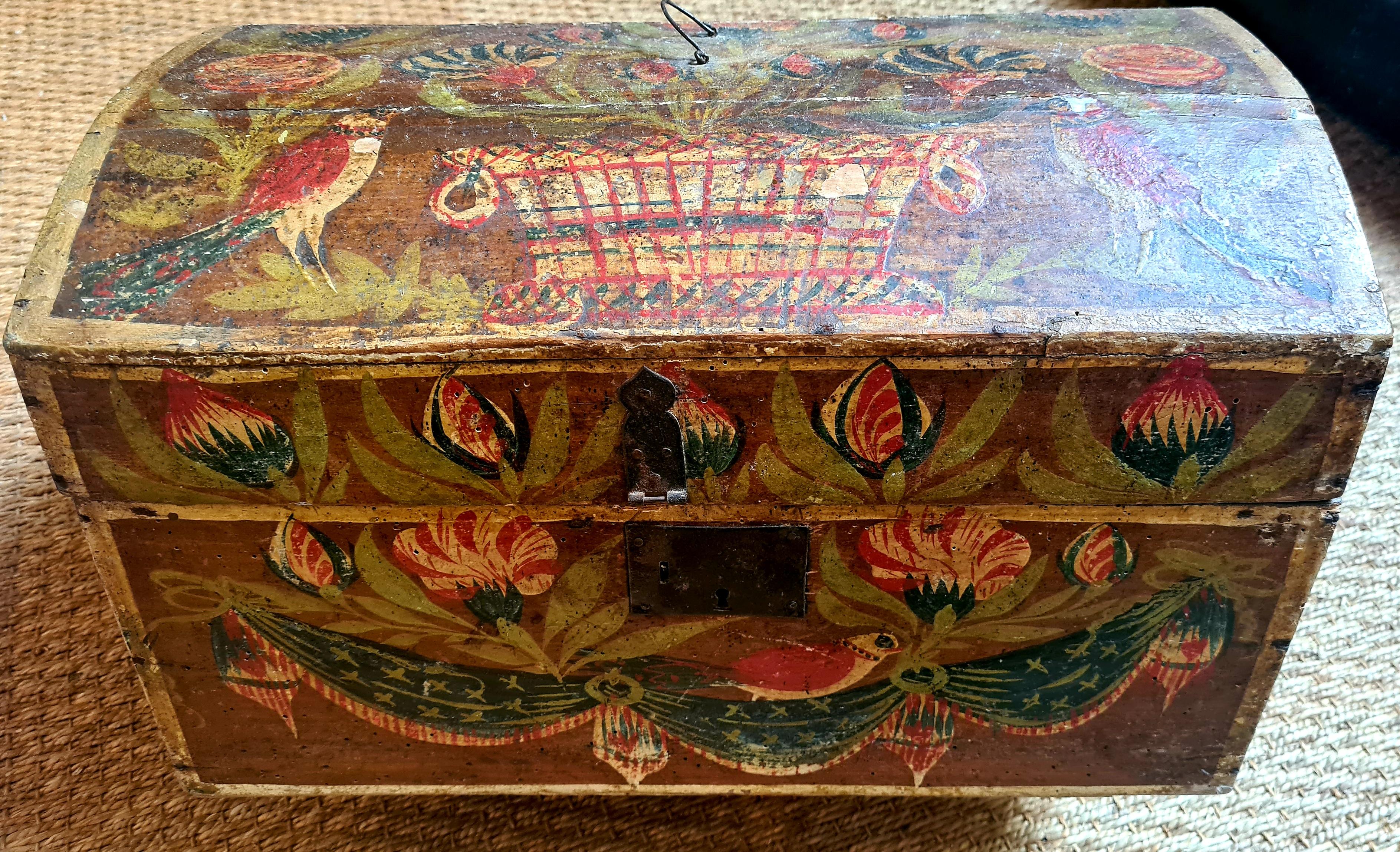 Wedding Chest of Corinne de Blaru, French 19th Century Folk Art Painted