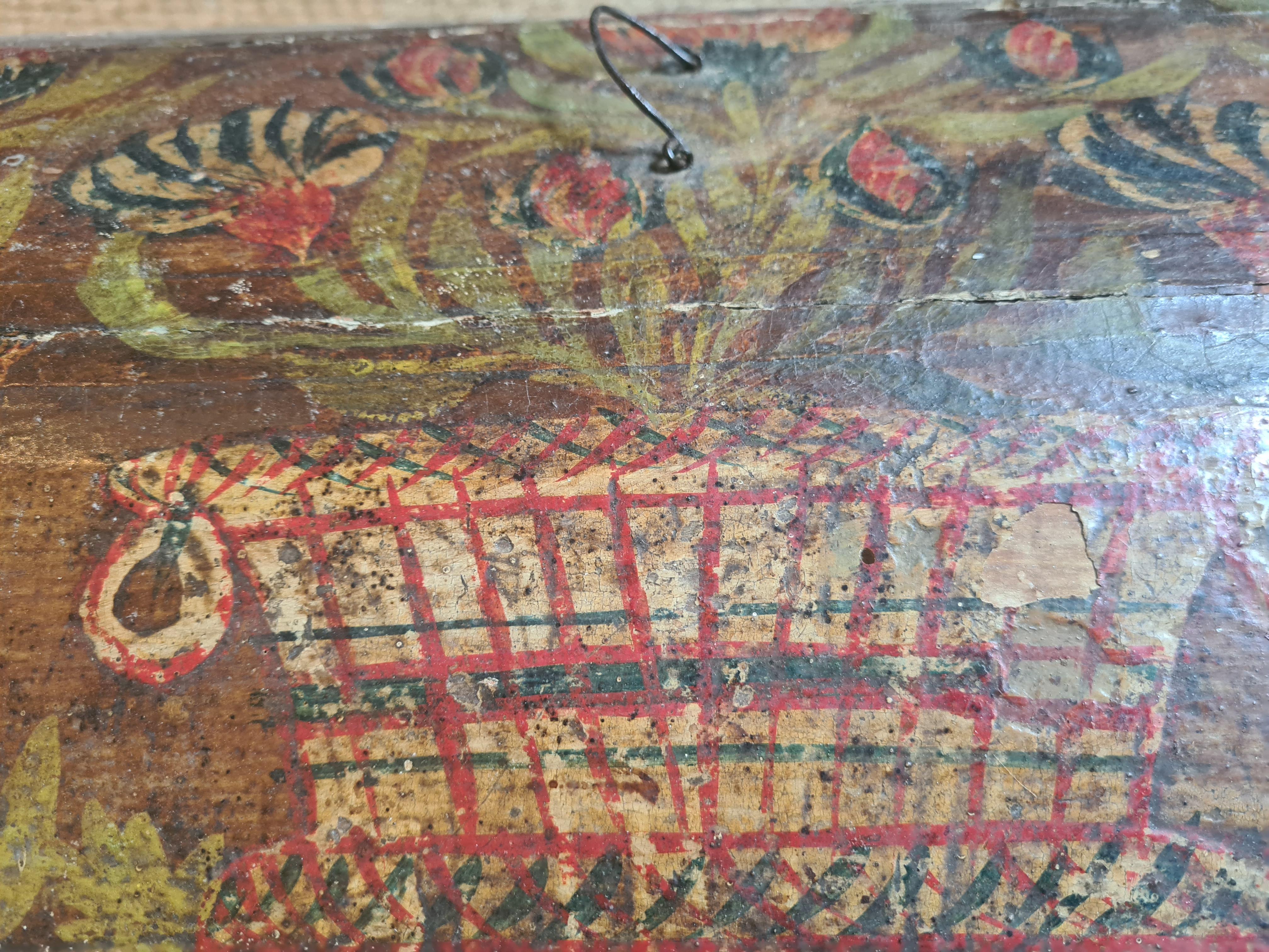 Cofre nupcial de Corinne de Blaru, pintura popular francesa del siglo XIX en venta 2