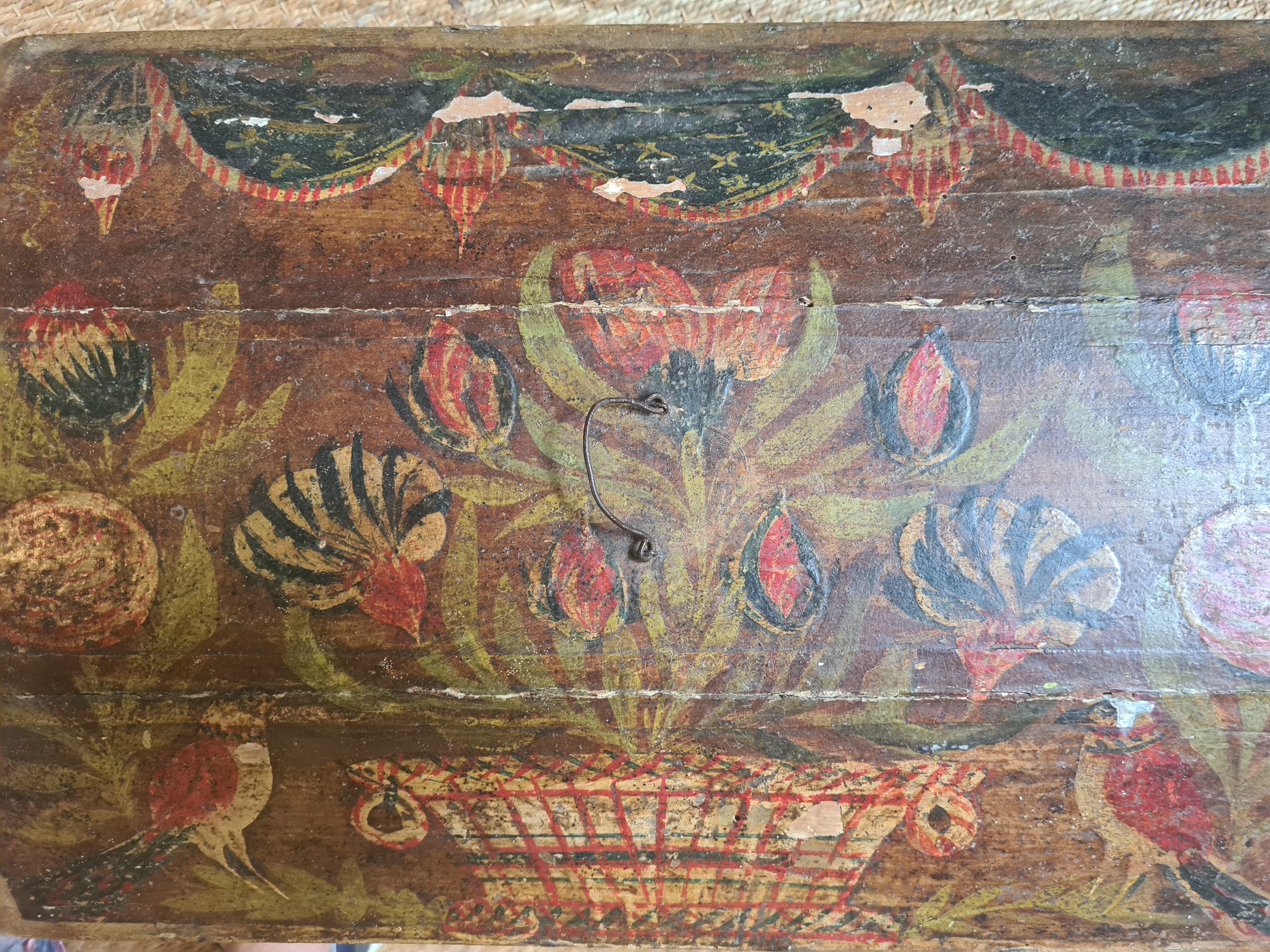 Cofre nupcial de Corinne de Blaru, pintura popular francesa del siglo XIX en venta 5