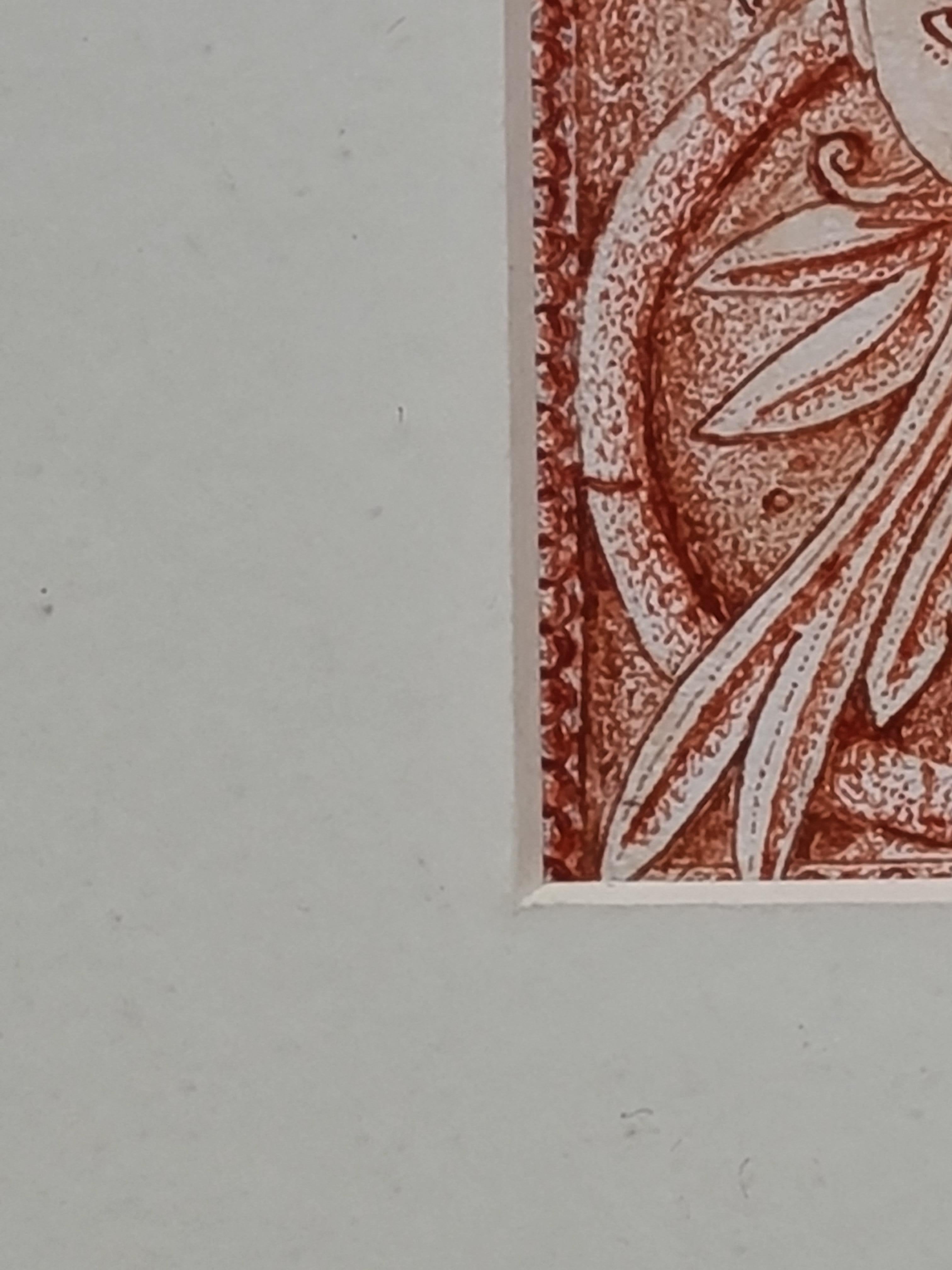 Studio ad acquerello di una testa cubista con supporto dipinto a fiori. in vendita 6