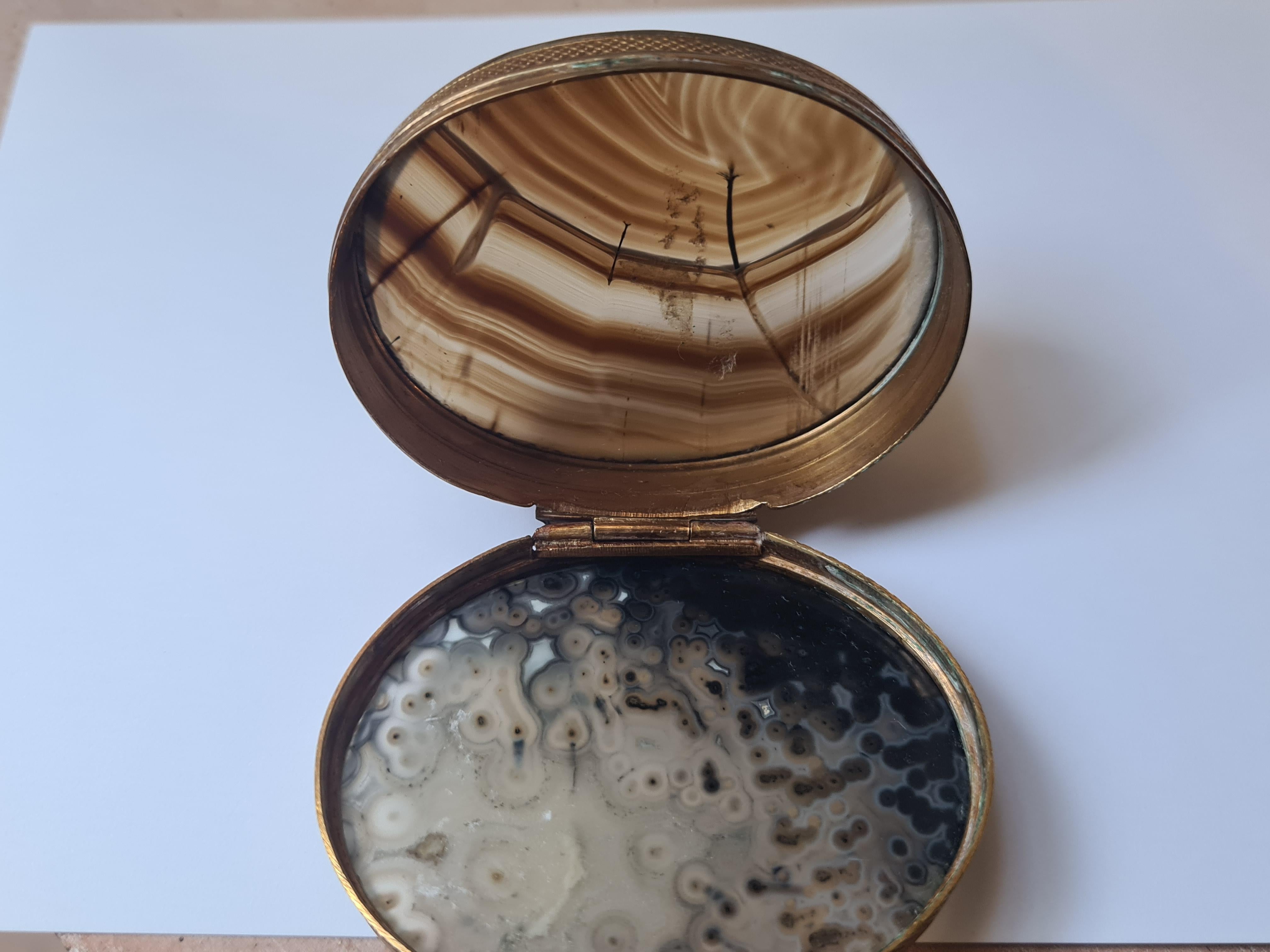 Agate Box Antique 19th Century With Gilt Pomponne Mounts en vente 6