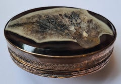 Agate Box Antique 19th Century Oval With Gilt Pomponne Mounts.