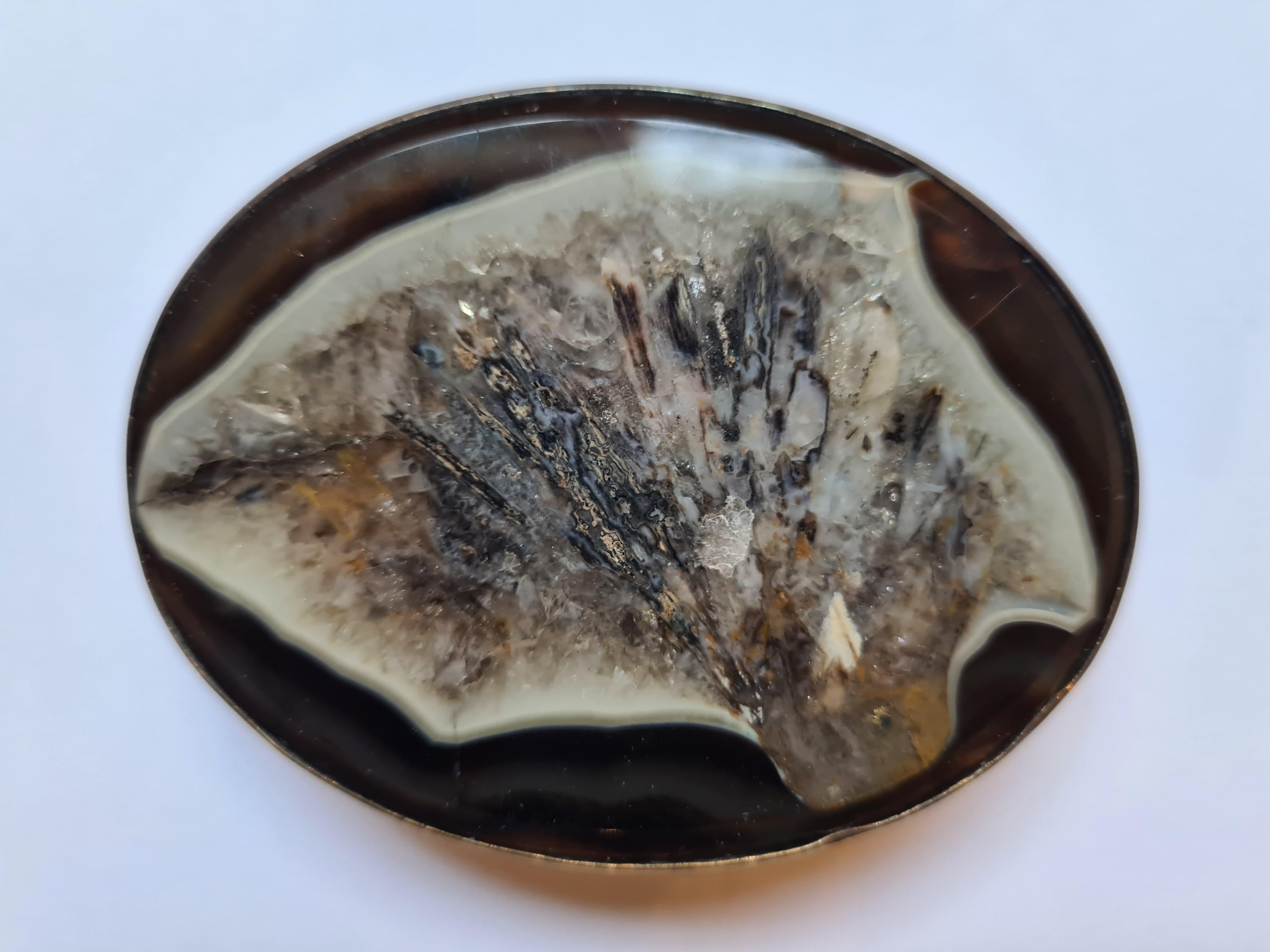 Agate Box Antique 19th Century Oval With Gilt Pomponne Mounts. For Sale 5