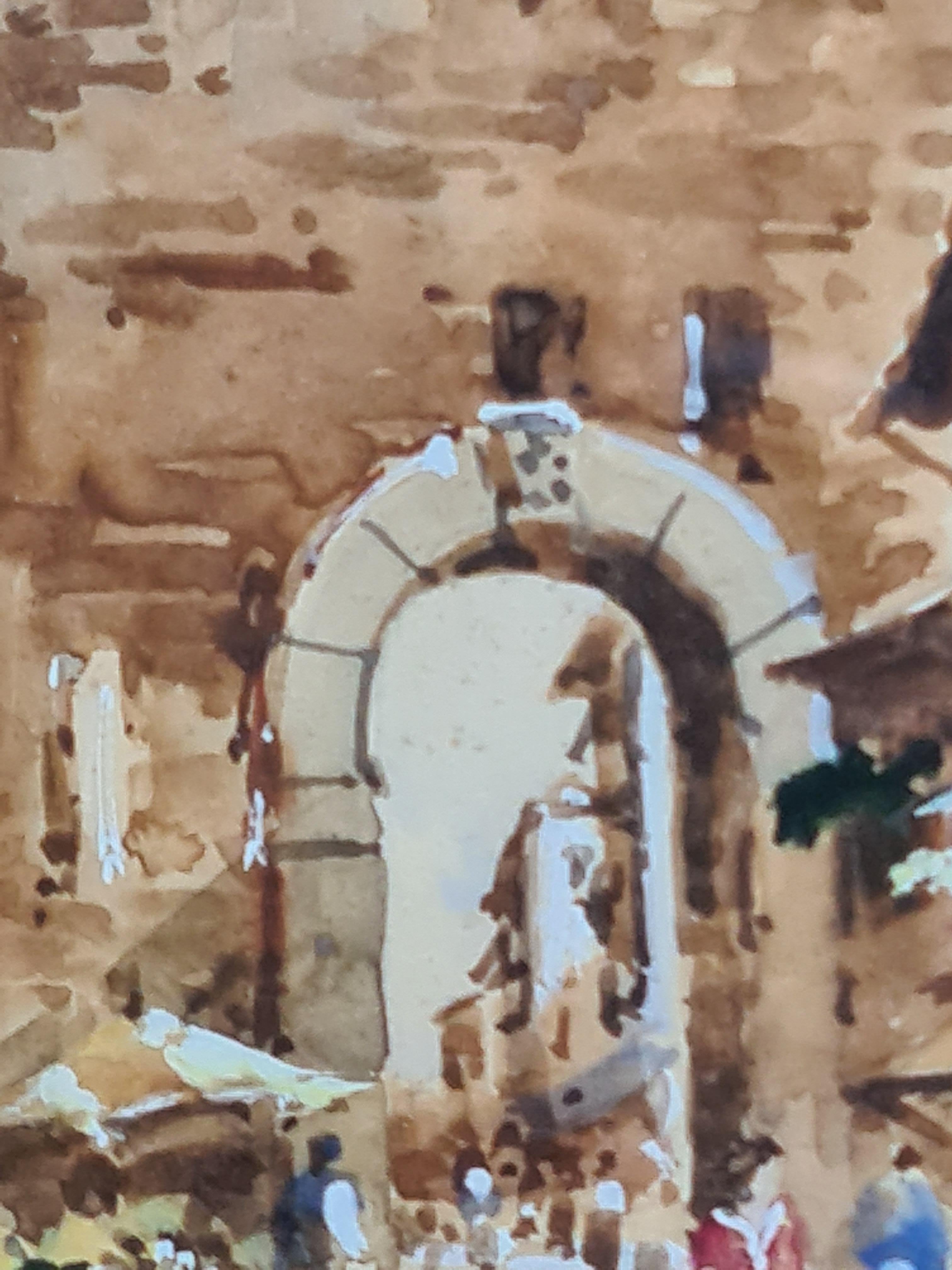 Veduta di Roma, le Mura Aureliane, la porta della piazza del mercato in vendita 4