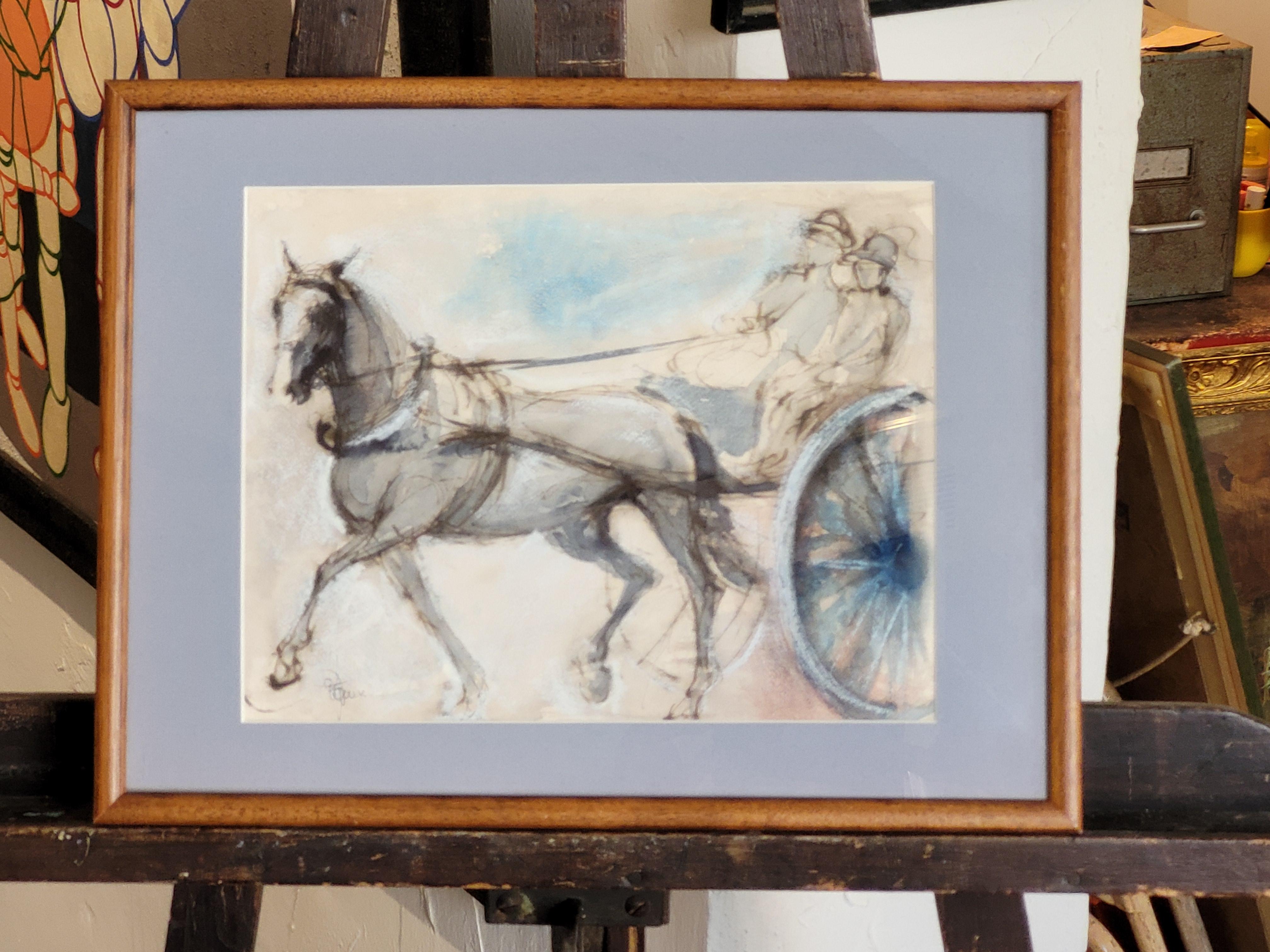 Cavallo e trappola. Guazzo e acquerello. in vendita 9