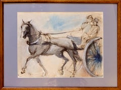 Horse and Trap. Gouache and Watercolor.