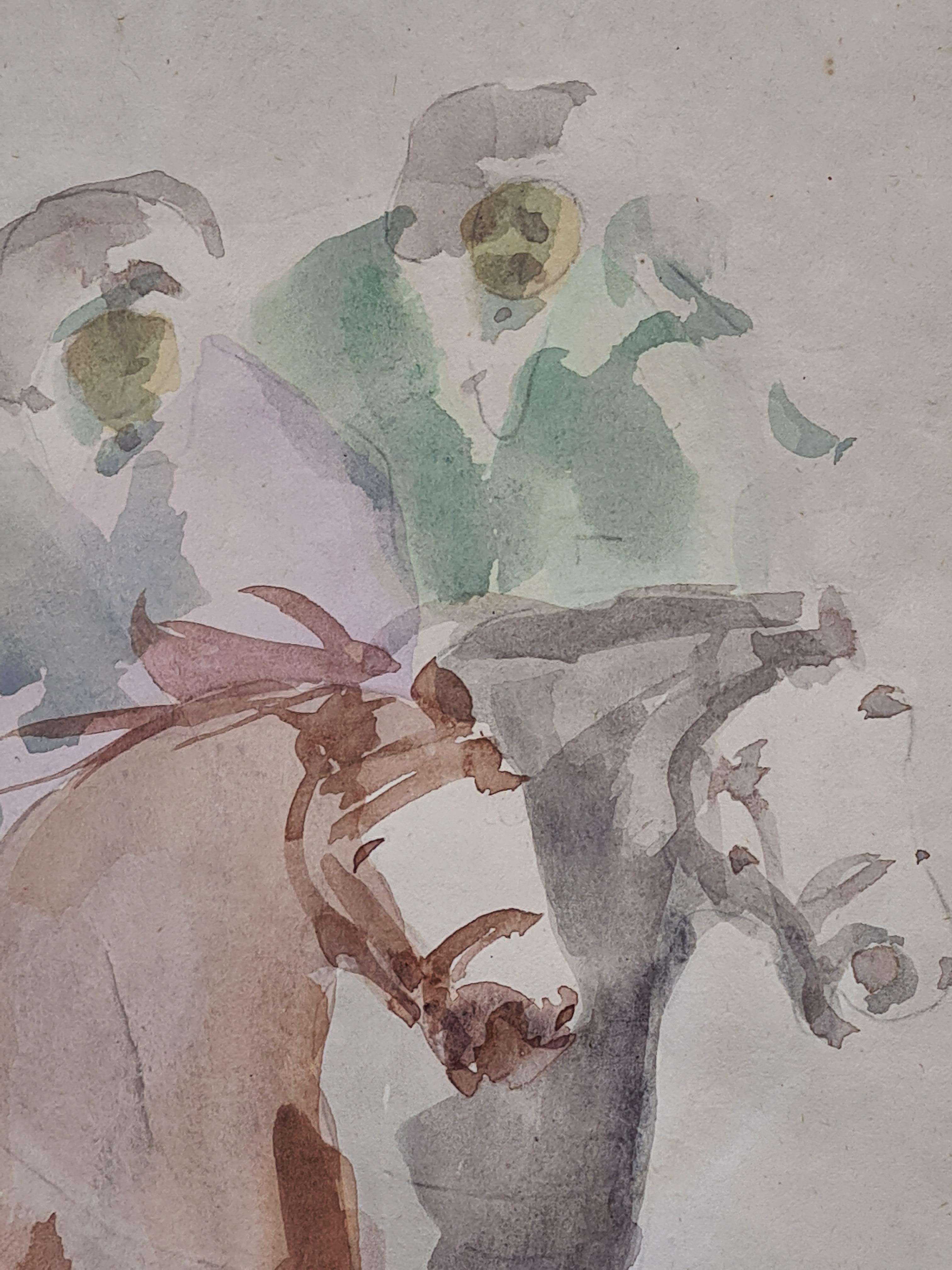 Dessin de chevaux, Étude équine, Les cavaliers orientaux en vente 1