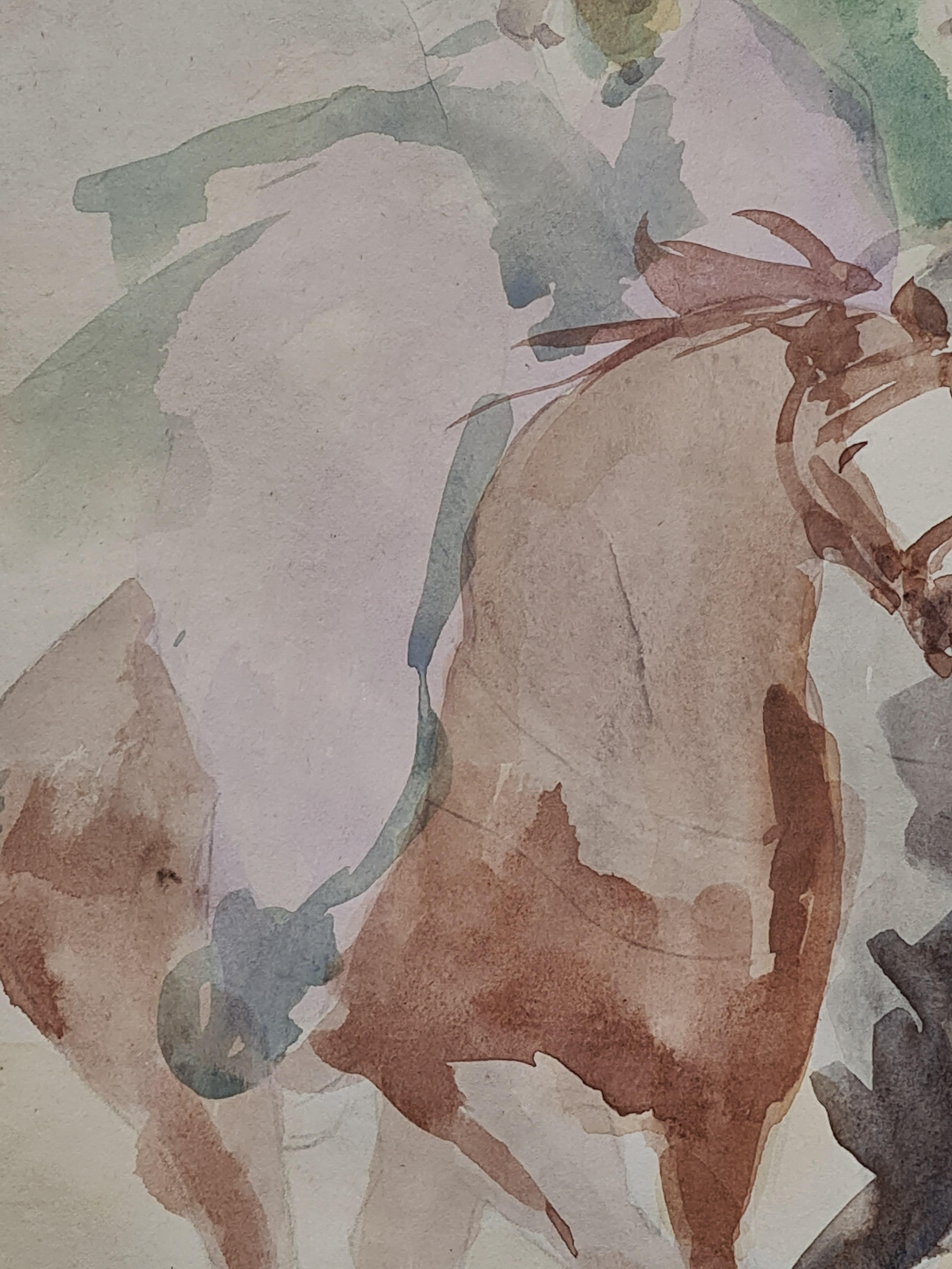 Dessin de chevaux, Étude équine, Les cavaliers orientaux en vente 3