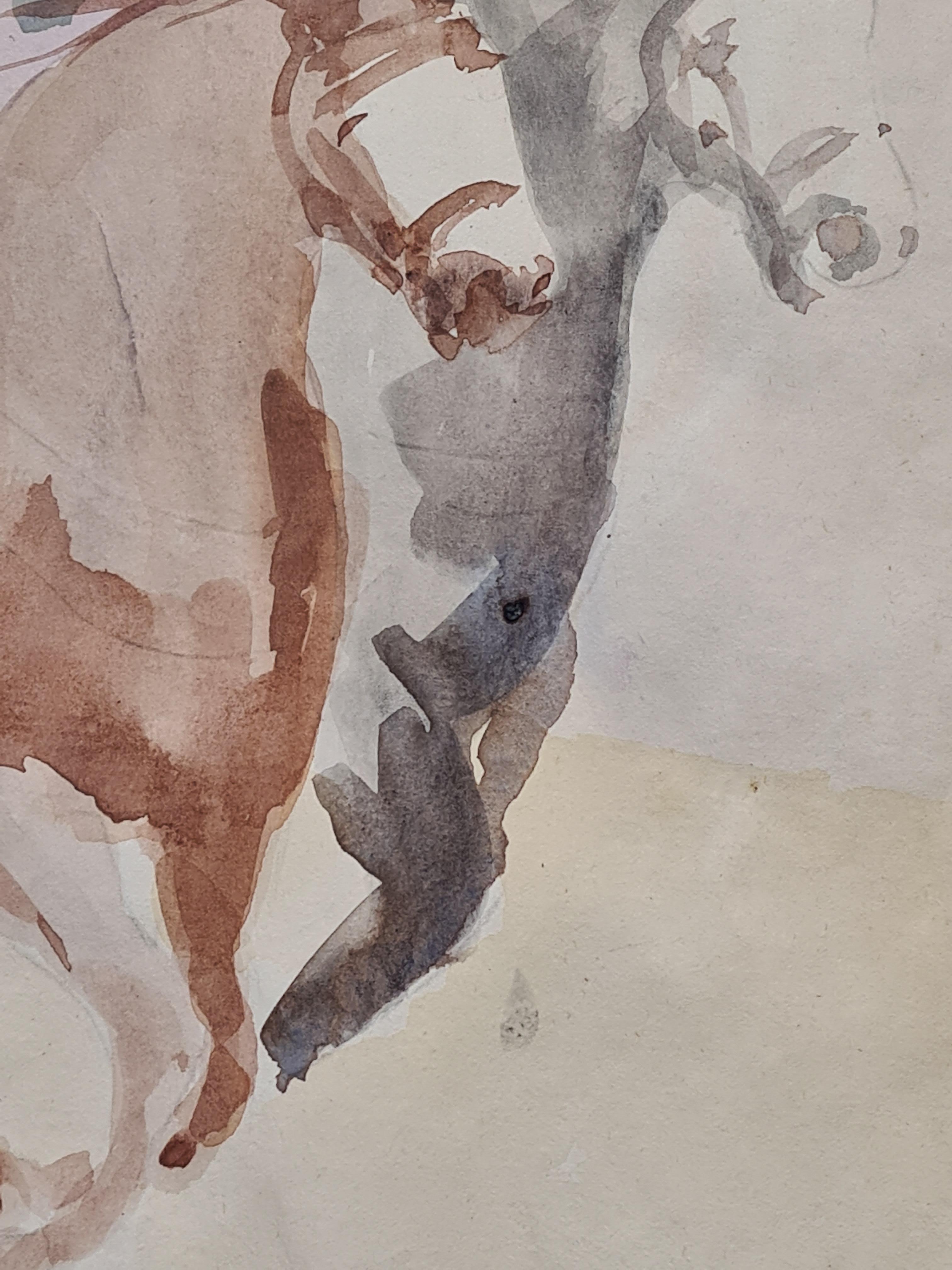 Dessin de chevaux, Étude équine, Les cavaliers orientaux en vente 4