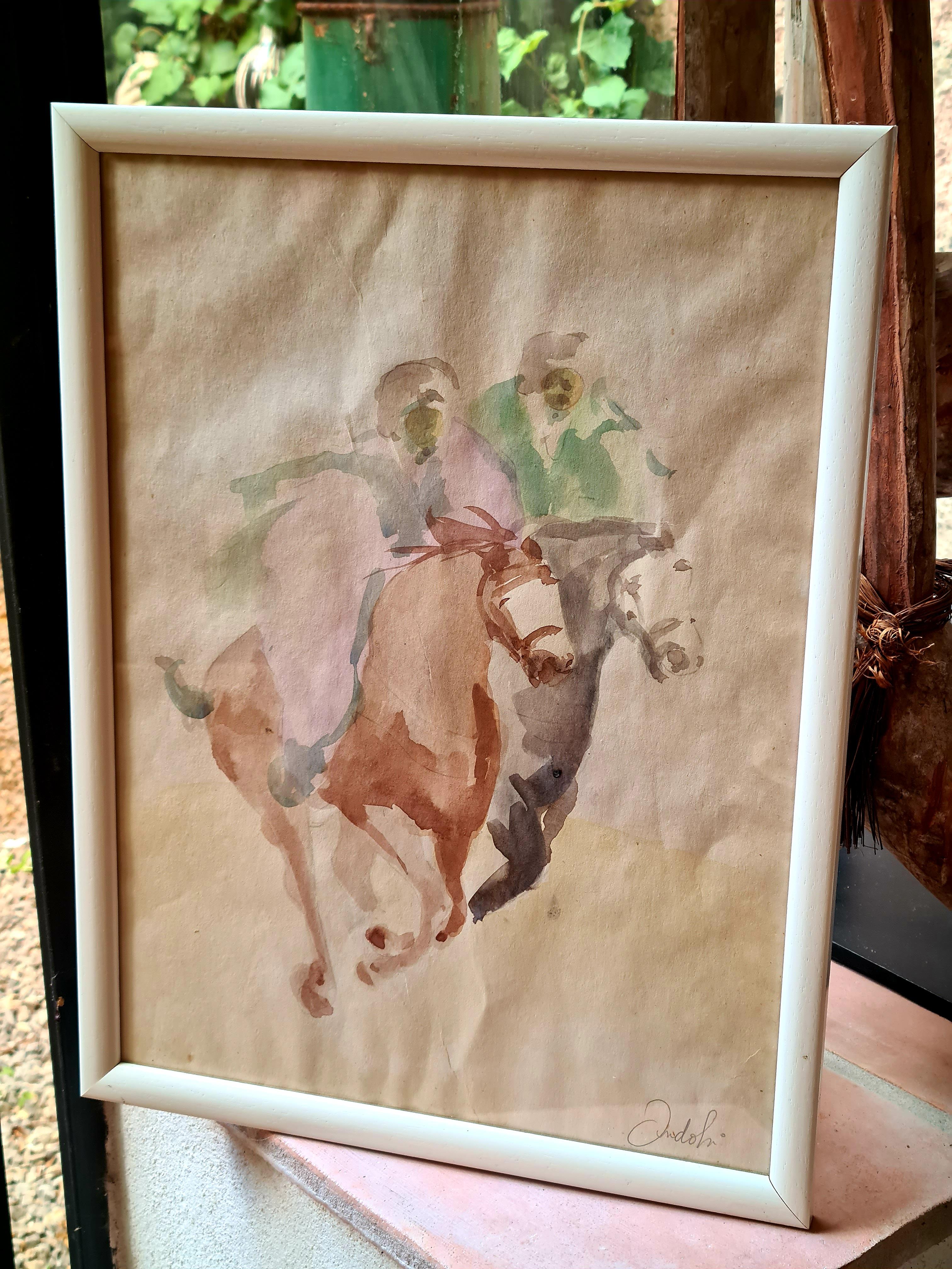 Dessin de chevaux, Étude équine, Les cavaliers orientaux en vente 5