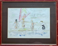 Windsurfing With An Audience, Day at the Beach, Attributed to Raymond Moretti