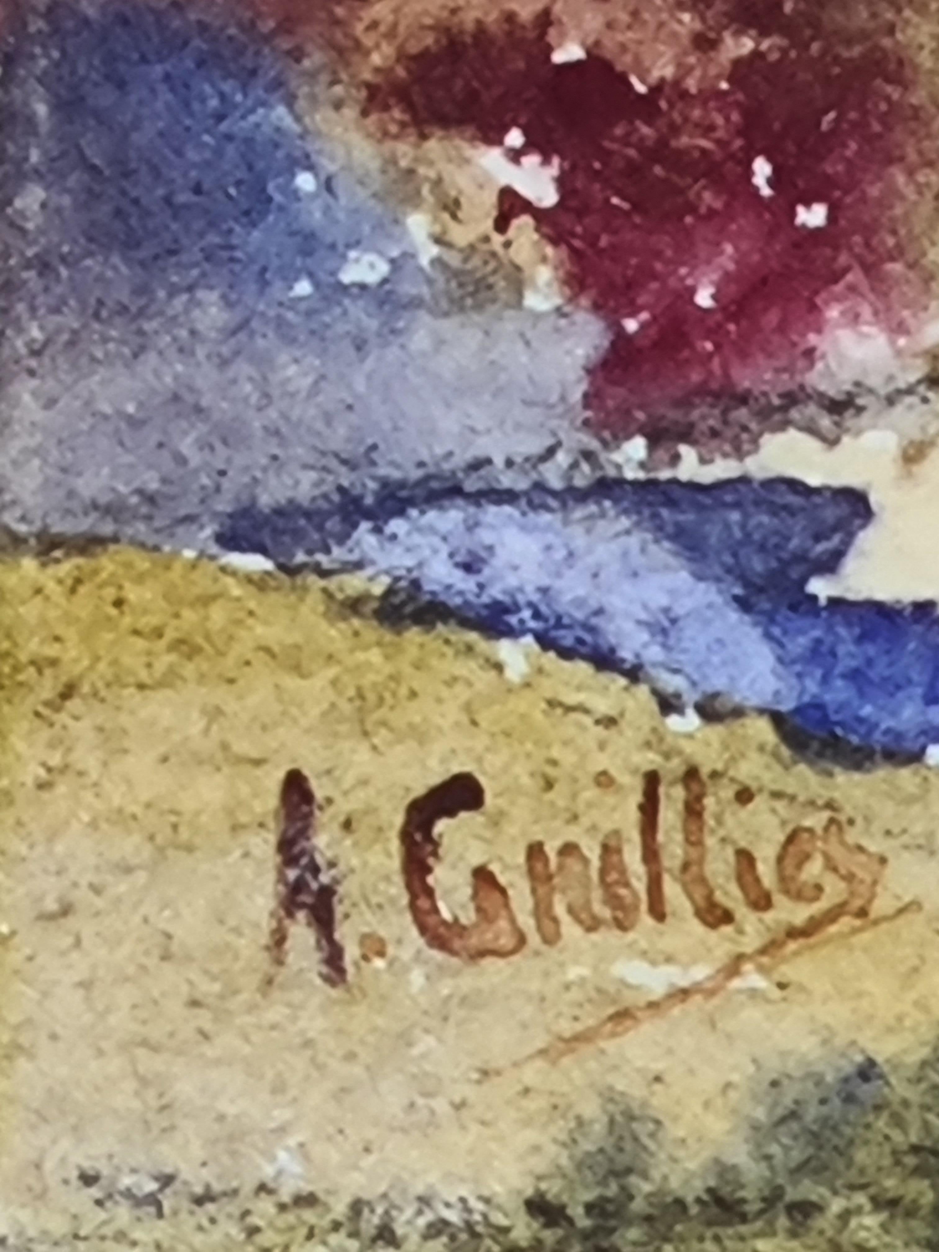 Glicine e fiori in un cortile della Scuola di Barbizon - Art di A Ghillies