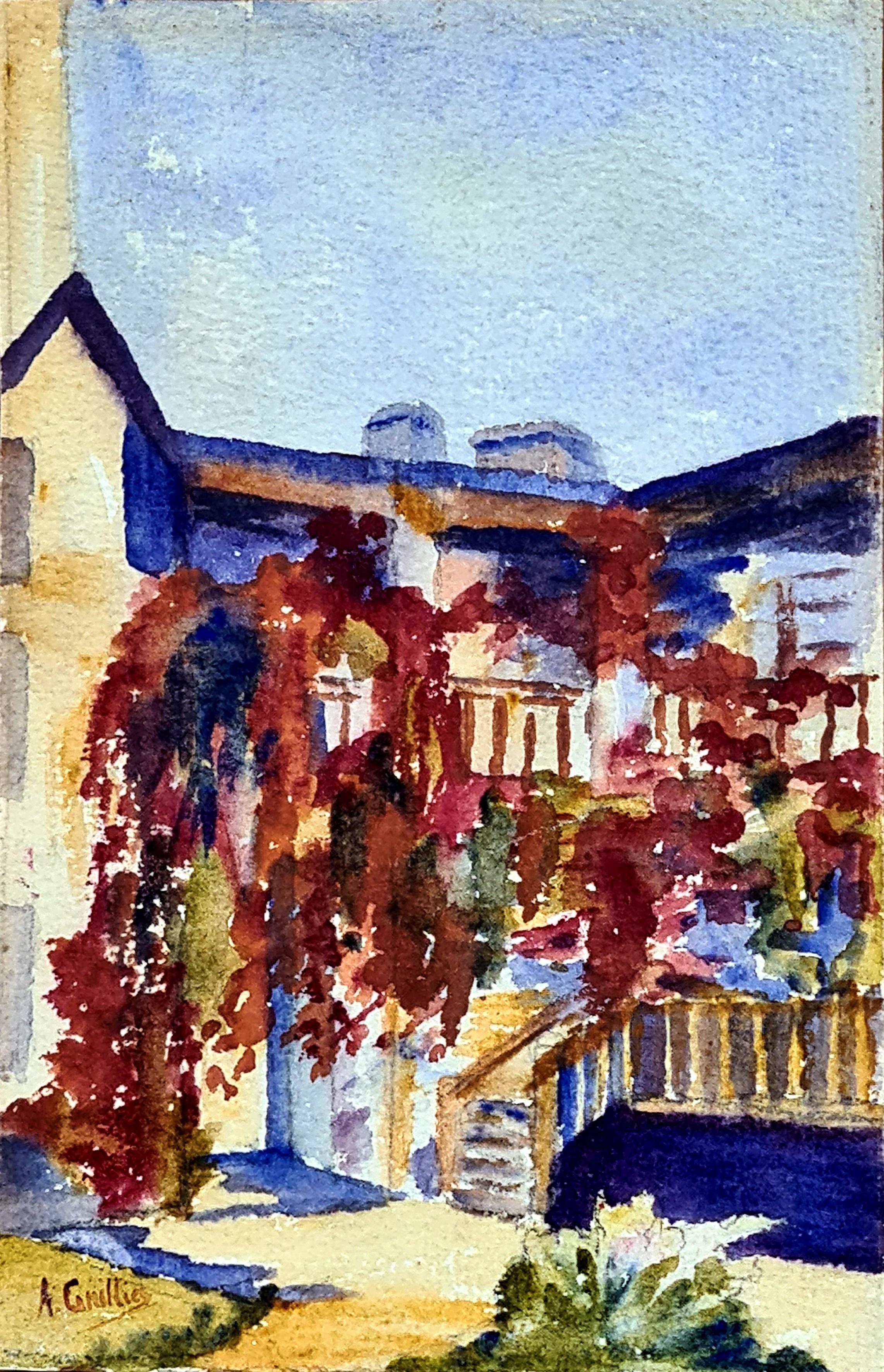 Glicine e fiori in un cortile della Scuola di Barbizon