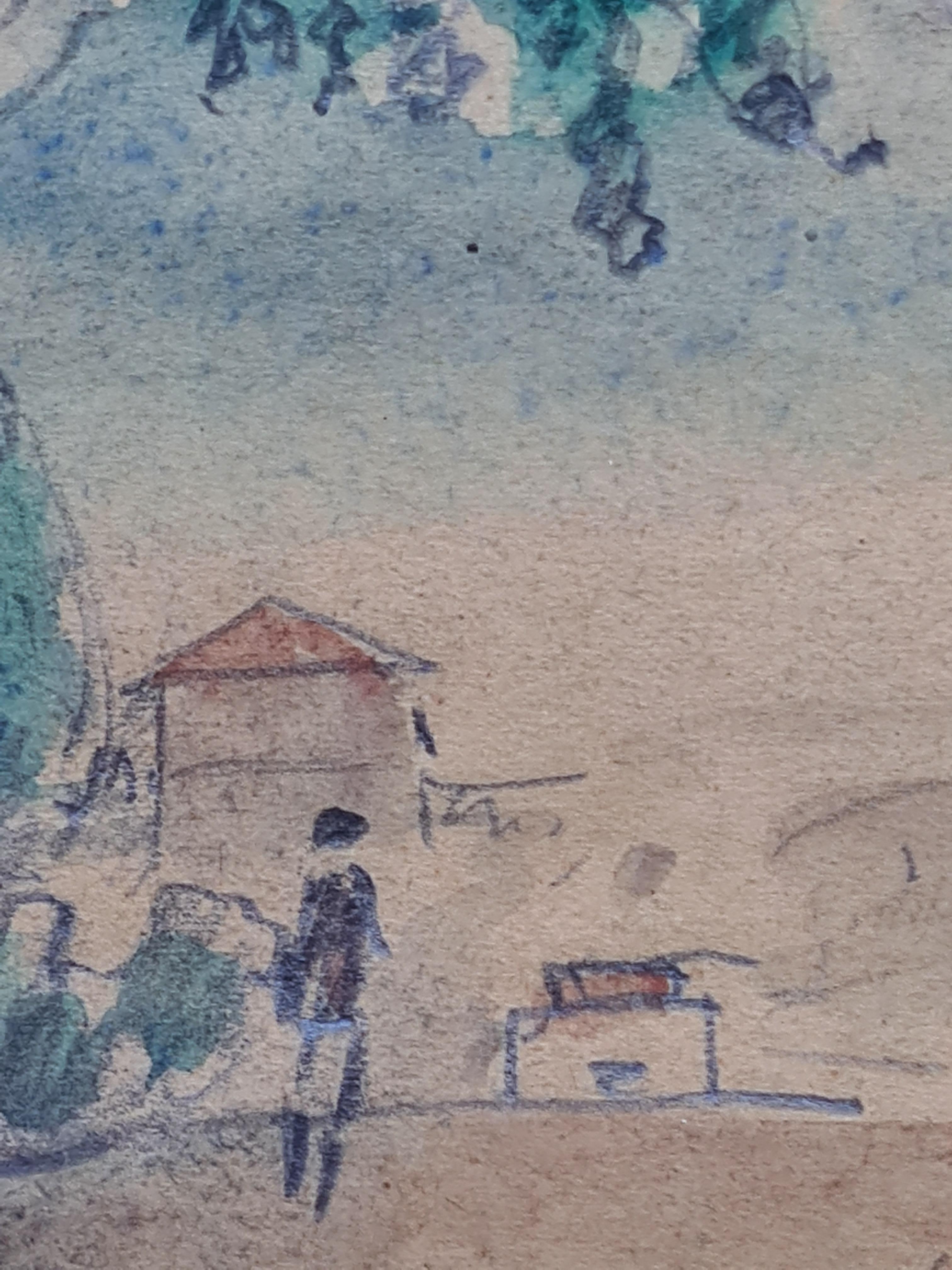 Early 20th century drawing and watercolour on paper by noted French Post Impressionist painter Henri Lebasque. The work is signed in pencil bottom right and is presented in a gilt wooden frame with a fine cut card mount under glass.

This charming