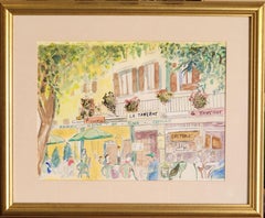 Scène des cafés français. La Taverne". Aquarelle sur papier...