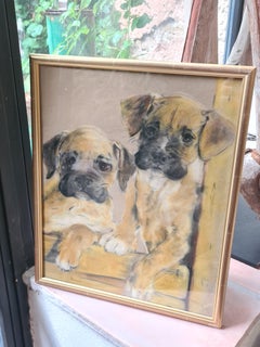 Boxer-Welpen, Pastell auf Papier