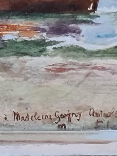 Day at the Beach, Mid Century French Watercolour