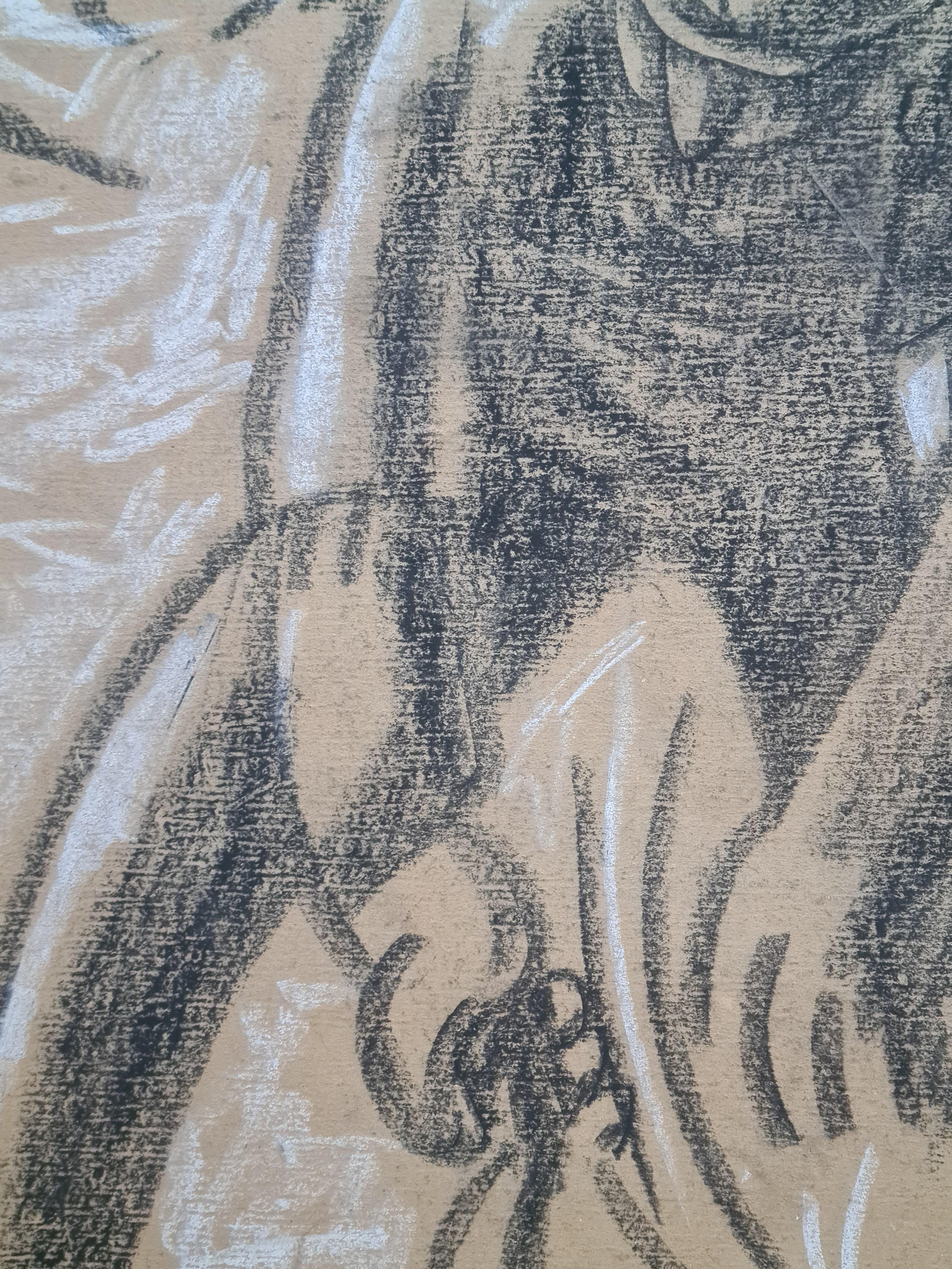 Le Faucheur, dessin post-impressionniste français d'un ouvrier agricole dans les champs en vente 1