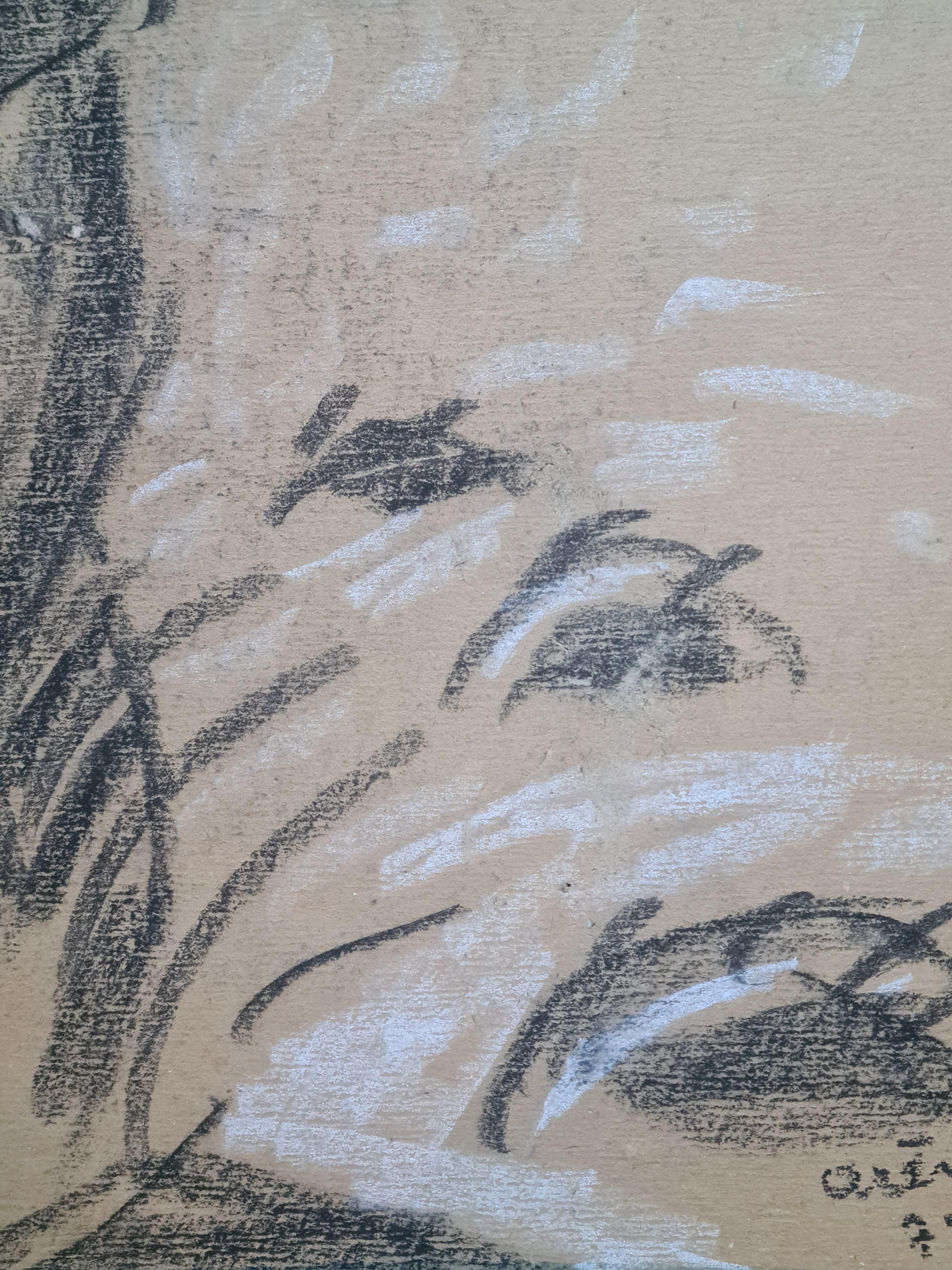 Le Faucheur, dessin post-impressionniste français d'un ouvrier agricole dans les champs en vente 2