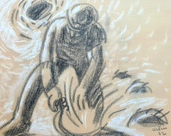 Le Faucheur, French Post Impressionist Drawing of a Farm Worker in the Fields