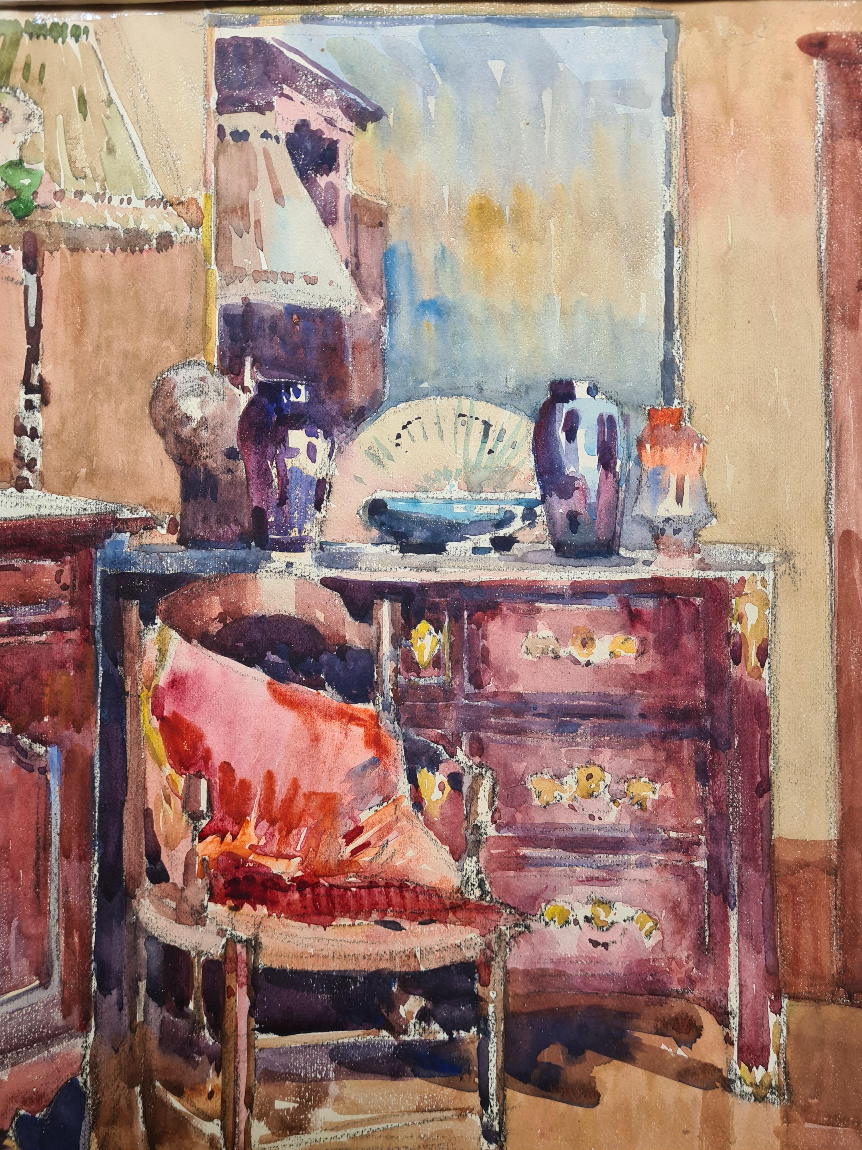 Vista d'interni in stile provenzale francese, Lo Chateau - Painting Impressionismo di César Auguste Drouot, (dit Auguste Drouot) 