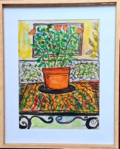 Flowers in a Pot, French Mid Century Watercolour, Follower of Henri Matisse